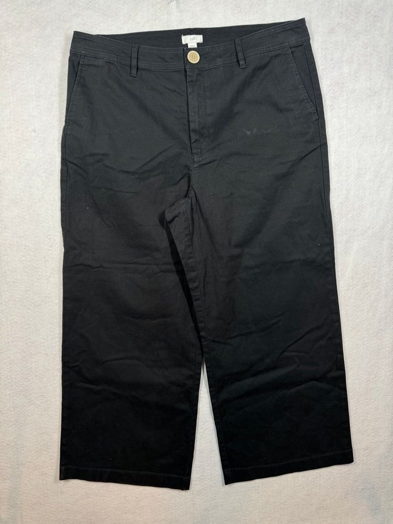 J.Jill Wide Leg Crop Pants Black Cotton Stretch Casual Chino Women\'s Size 14