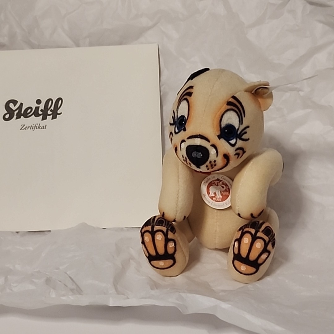 Steiff 2011 Cotton Velvet Little Bonzo Beige Limited 1500 Units #651 With Letter Steiff 2011 Cotton Velvet Little Bonzo Beige Limited 1500 Units #651 With Letter