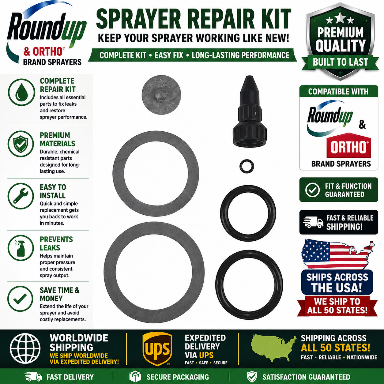 Roundup Sprayer Repair Kit and Ortho Brand Sprayers Fits all handheld Roundup