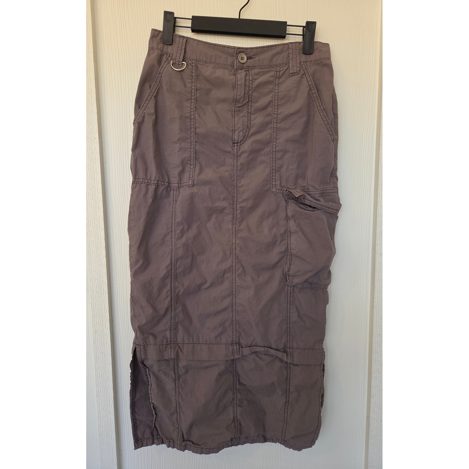 ASOS Design Gray Cotton Cargo Maxi Skirt US 2 Gorpcore Utility Y2K Grunge Indie