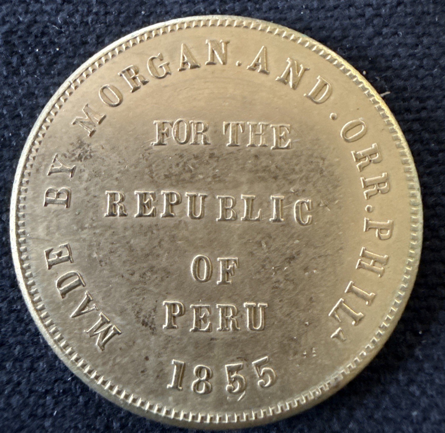 Peru pattern by Morgan & Orr, Philadelphia, for the Peruvian Government 1855 Peru pattern by Morgan & Orr, Philadelphia, for the Peruvian Government 1855