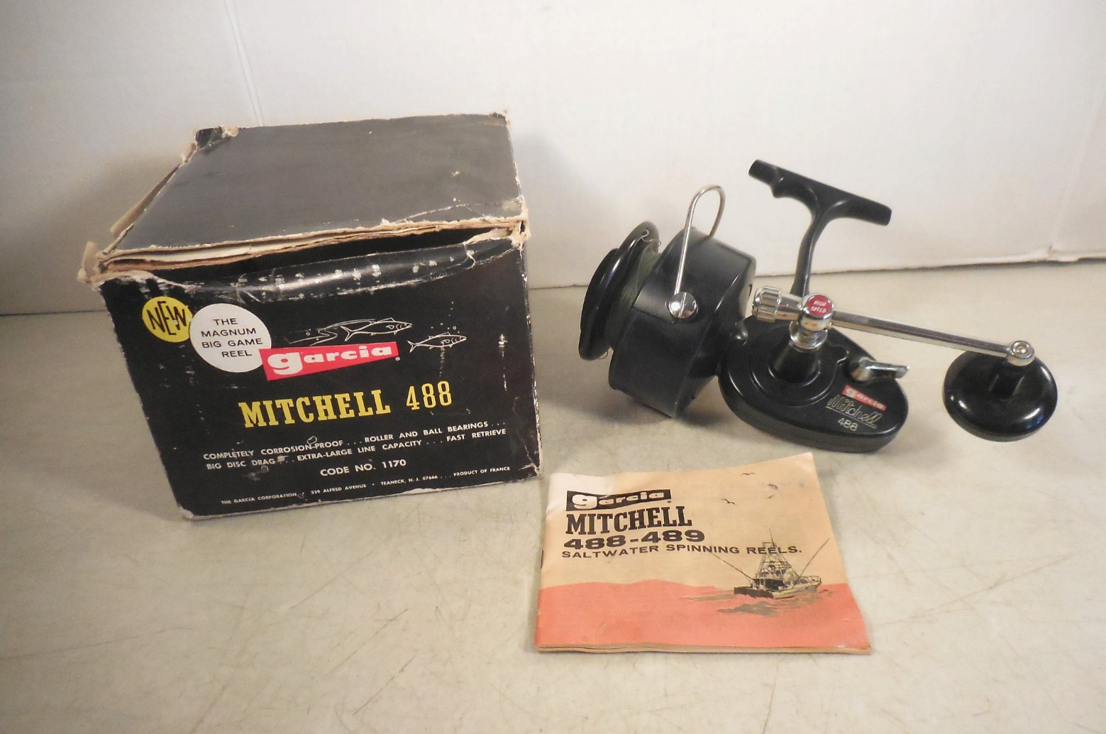 Garcia Mitchell 488 Magnum RH Saltwater Spinning Reel + Box* 1170 FRANCE GM88