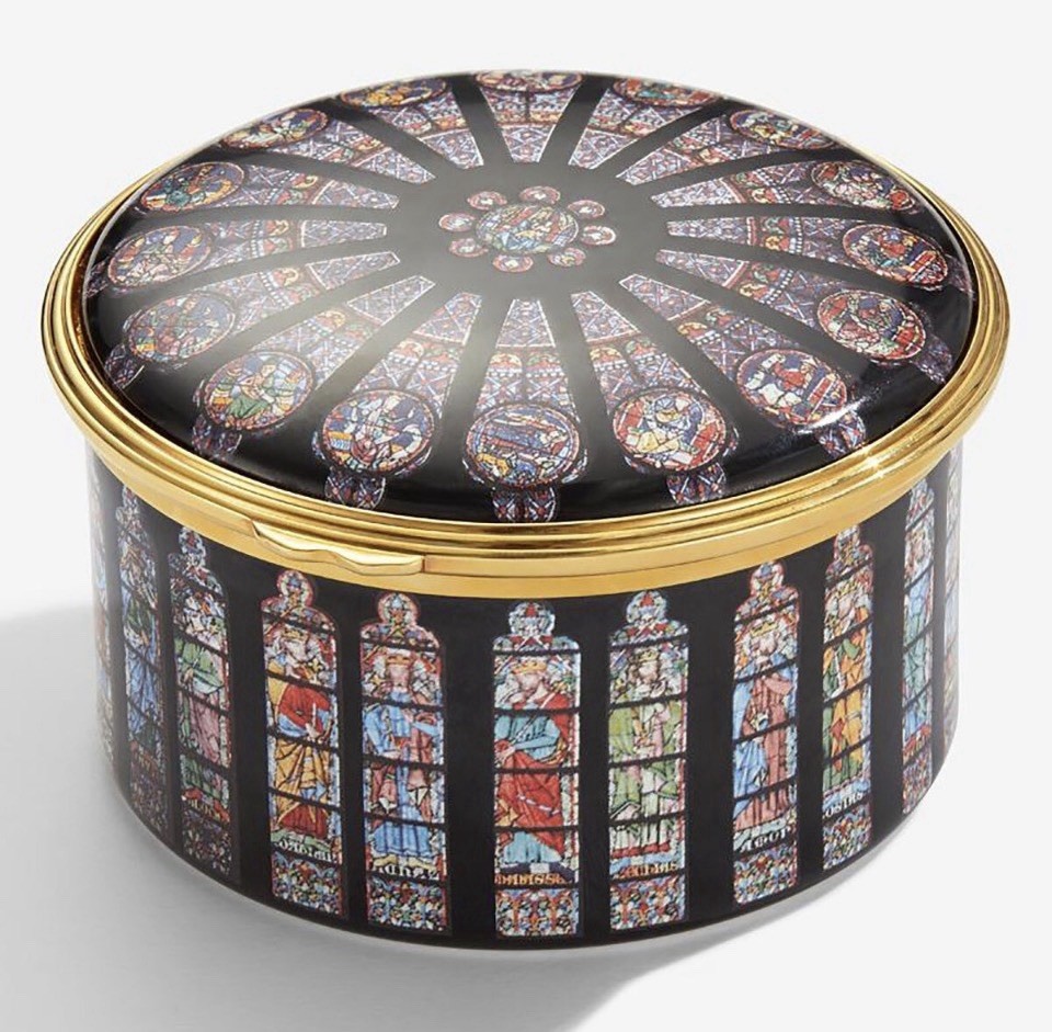 Halcyon Days The Rose Window of NotreDame Musical Enamel Box ENRND0151MG