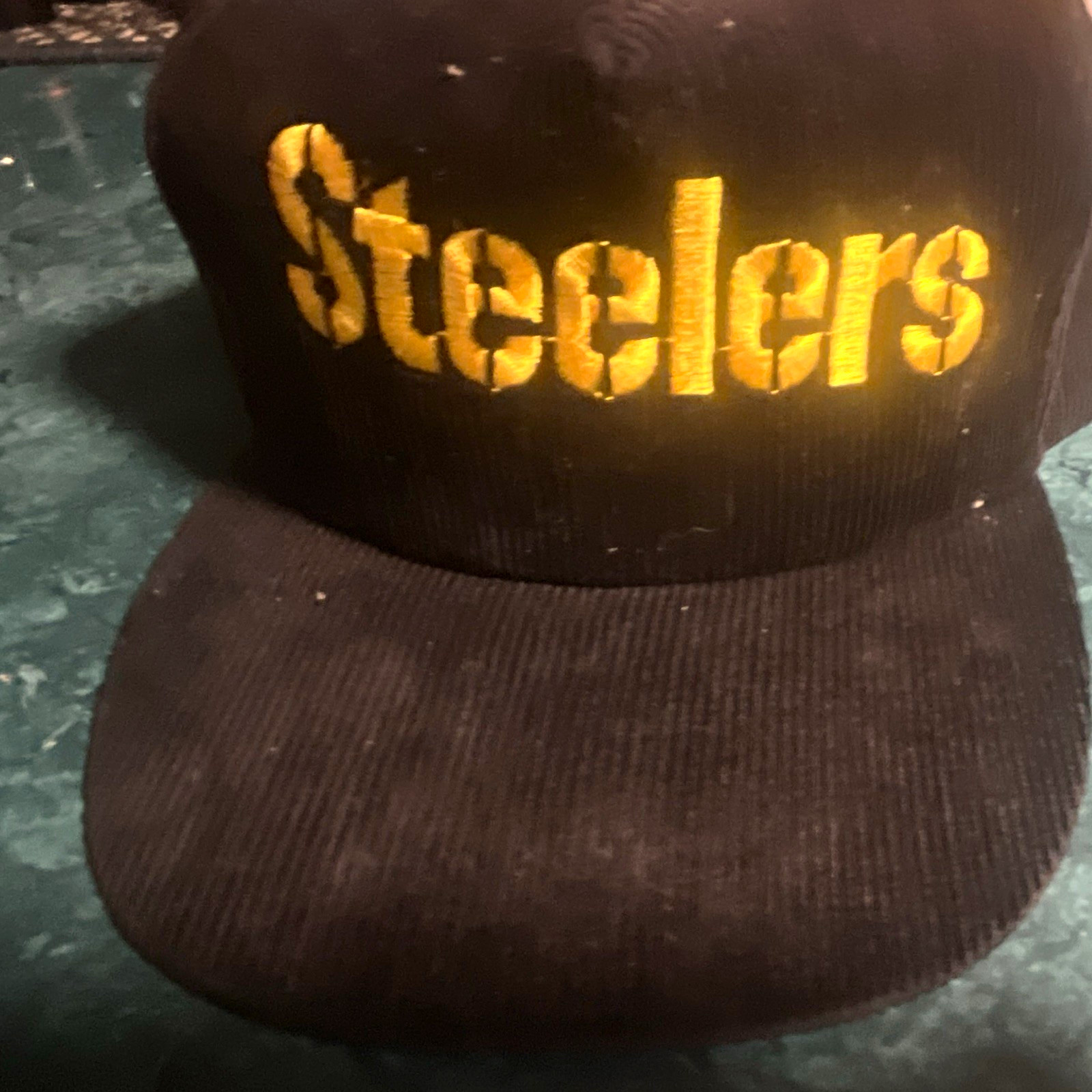 Vintage  Starline Pittsburgh Steelers NFL Black Corduroy Snapback Cap Hat