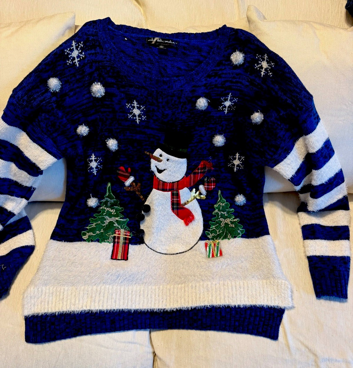 United States Sweaters Women\'s XL Knit Blue Snowman Holiday Xmas ugly sweater 