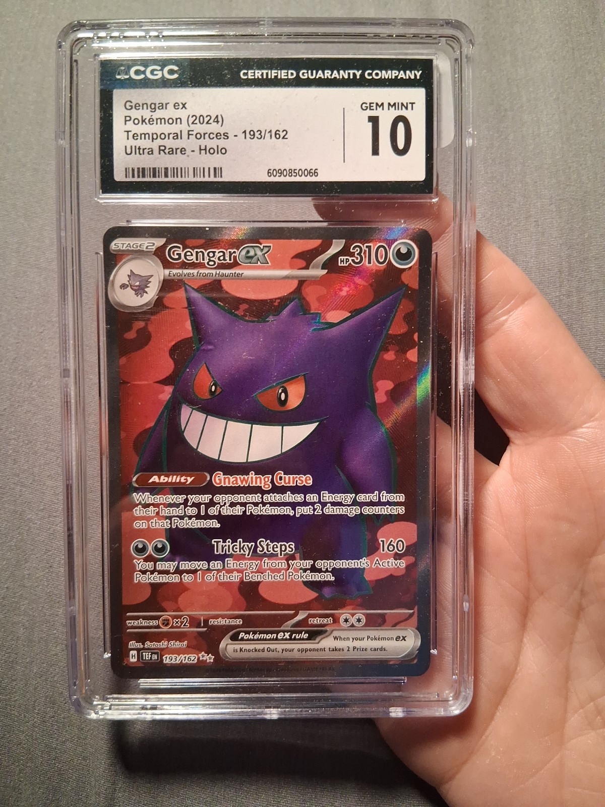 Pokemon 2024 Temporal Forces Gengar EX Ultra Rare Holo Card #193 CGC 10 Pokemon 2024 Temporal Forces Gengar EX Ultra Rare Holo Card #193 CGC 10