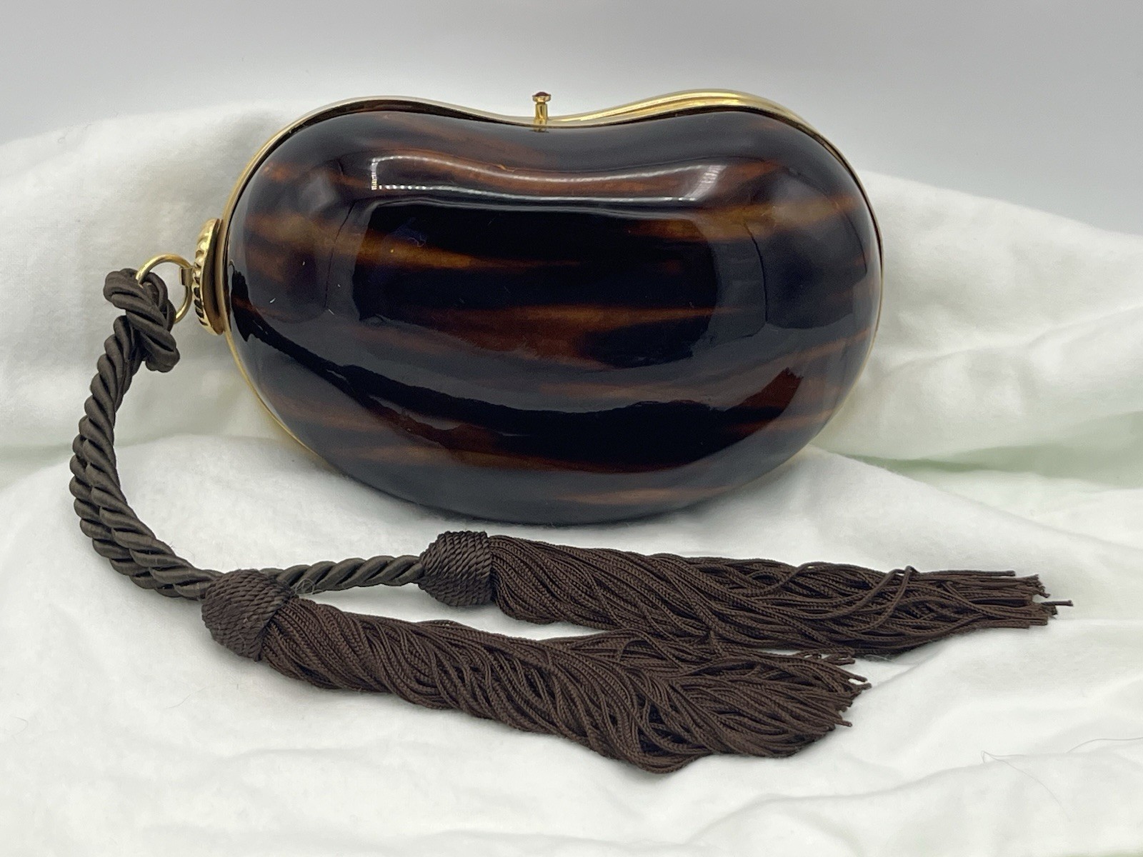 Vintage Saks Fifth Avenue  Tortoiseshell hard Bean Evening Clutch Purse