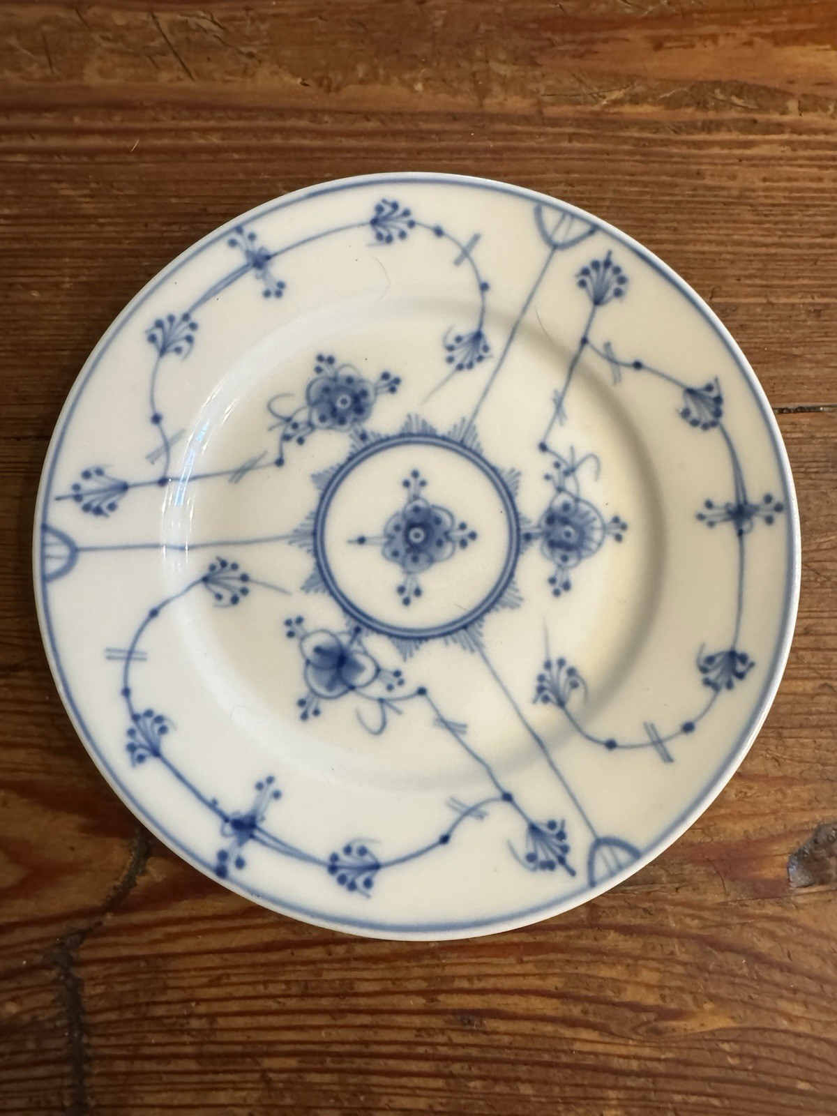 Antique PORSGRUND BOGSTAD Norway Blue and White Floral 6” Porcelain Bread Plate