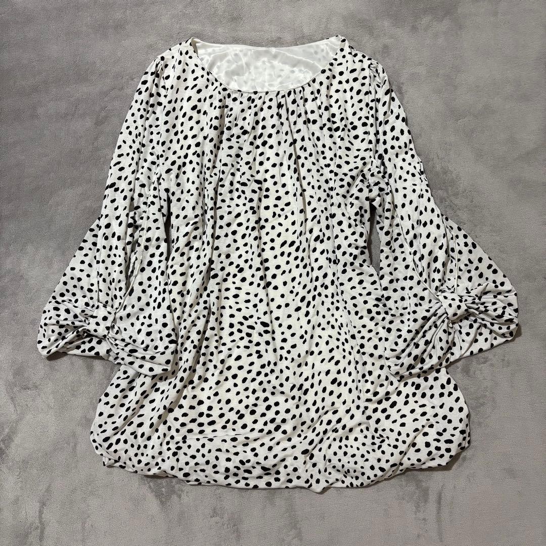 2000s Vintage Womens Black Polka Dot Polyester Top Size M