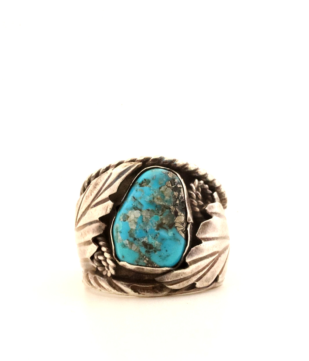 Old Pawn Sterling Silver And Turquoise Ring Size 10 Old Pawn Sterling Silver And Turquoise Ring Size 10