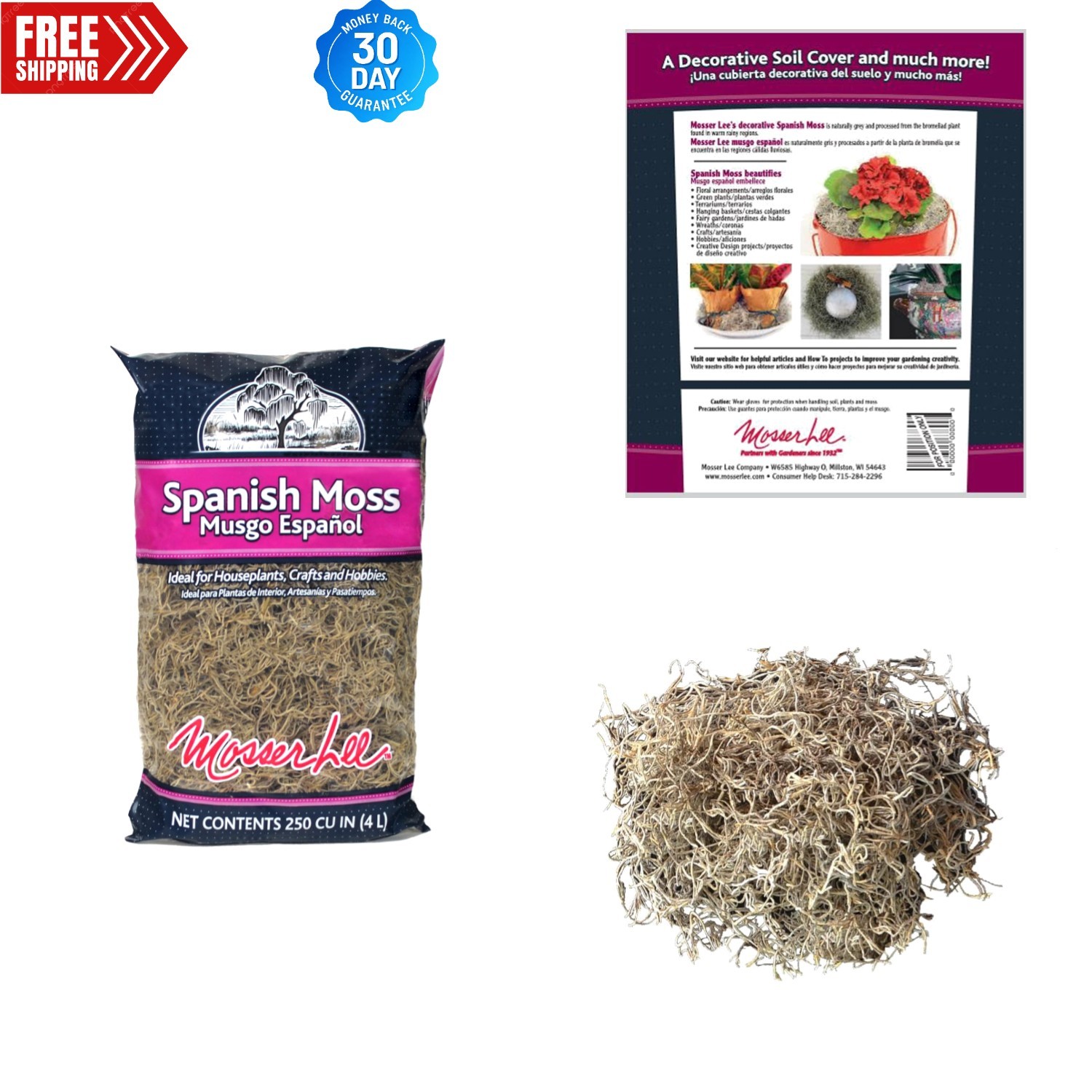 Versatile 250 Cu. In. Spanish Moss: Moisture Retaining for Plants & Crafts