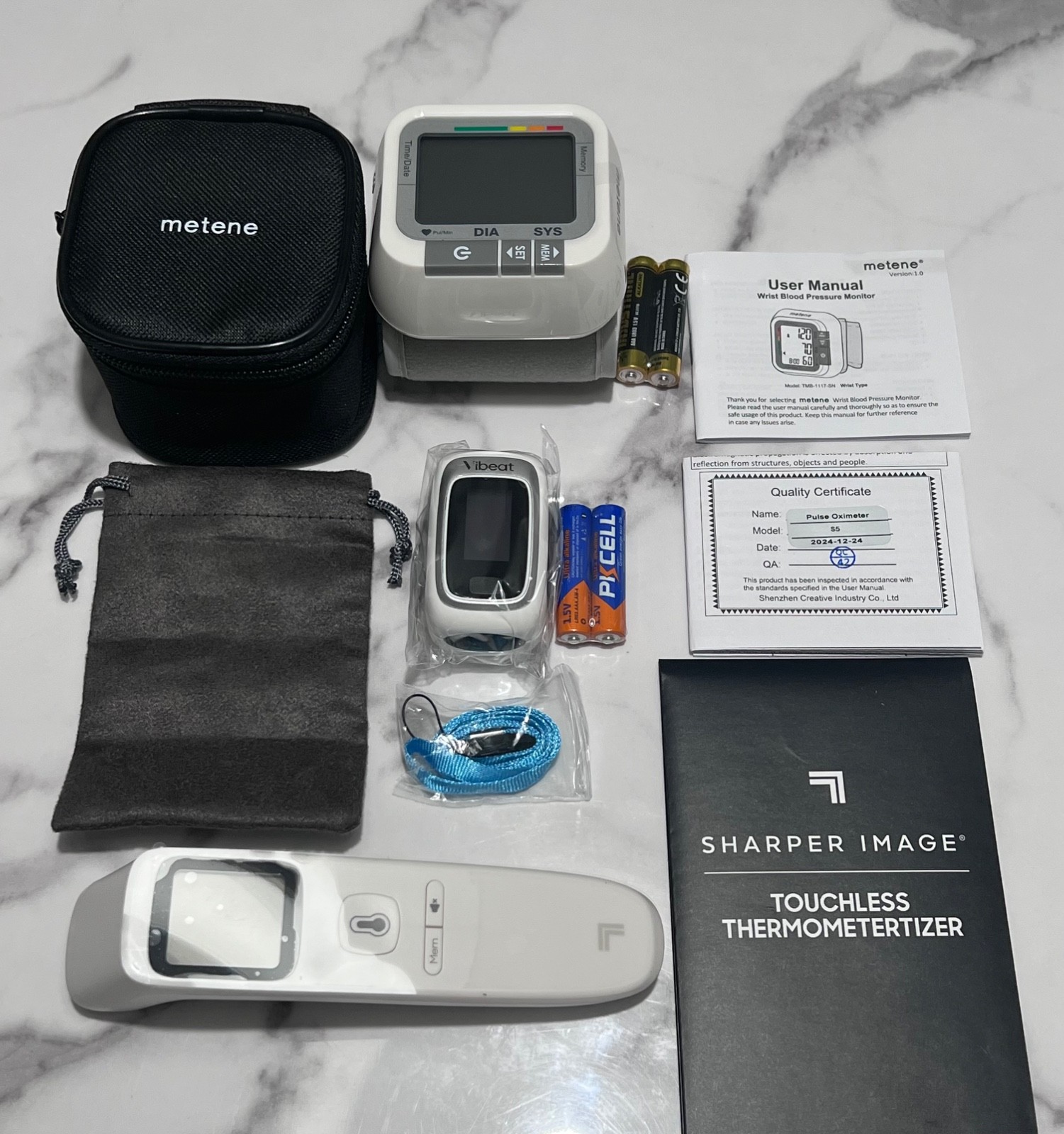 Vital Sign Devices; Included are Thermometer, Pulse oximeter and Bp machine.