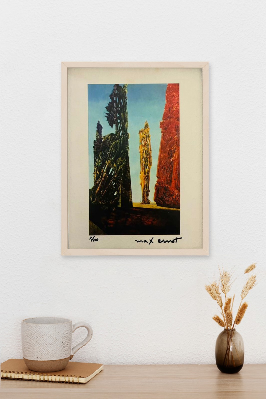 MAX ERNST, ORIGINAL SIGNED PRINT, COA AND APPRAISAL FOR $3,500 USD.