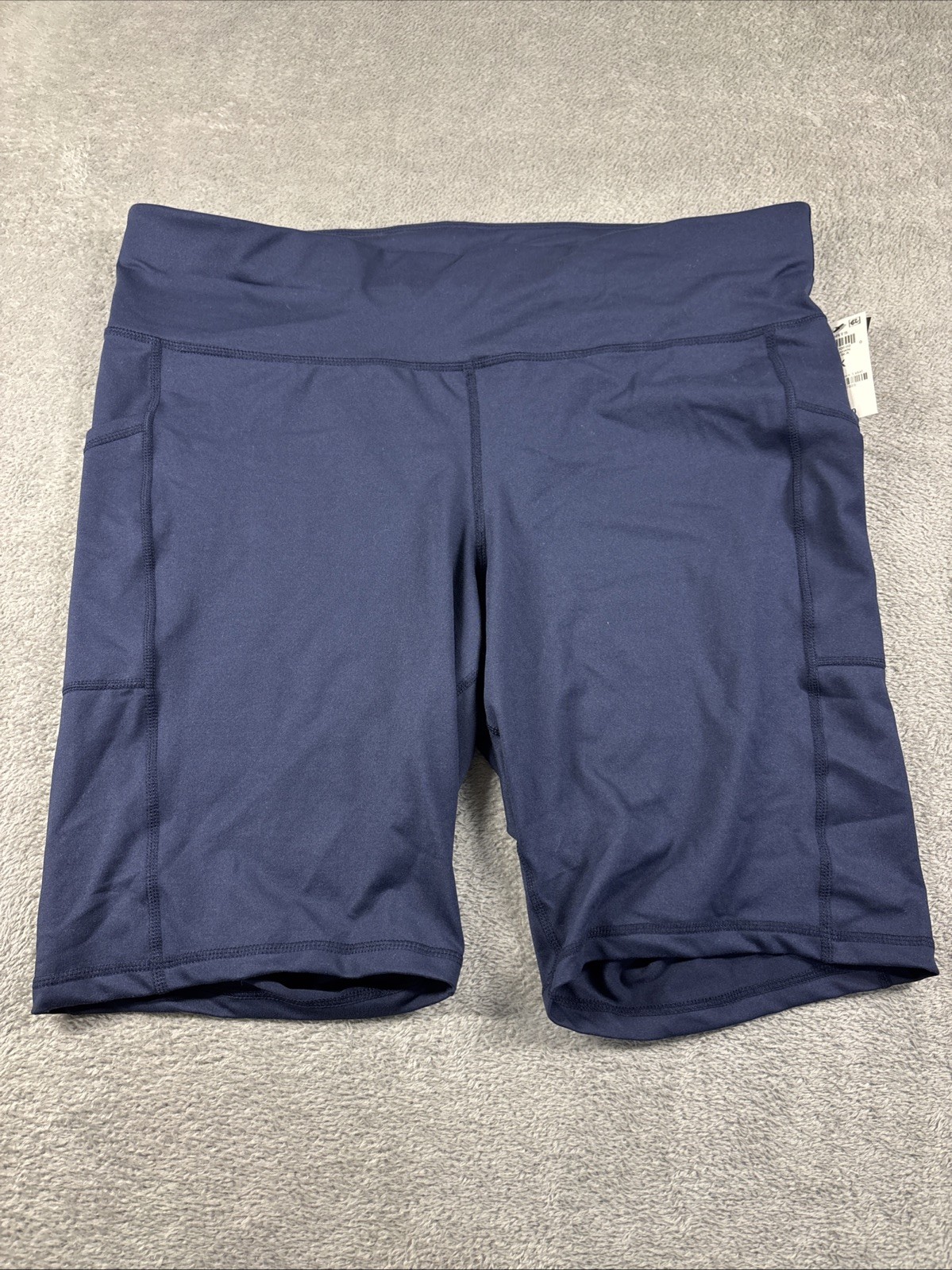 NWT Ideology Plus Size Women\'s Pull On Stretch Pocket Bike Shorts Navy 2X NWT Ideology Plus Size Women\'s Pull On Stretch Pocket Bike Shorts Navy 2X
