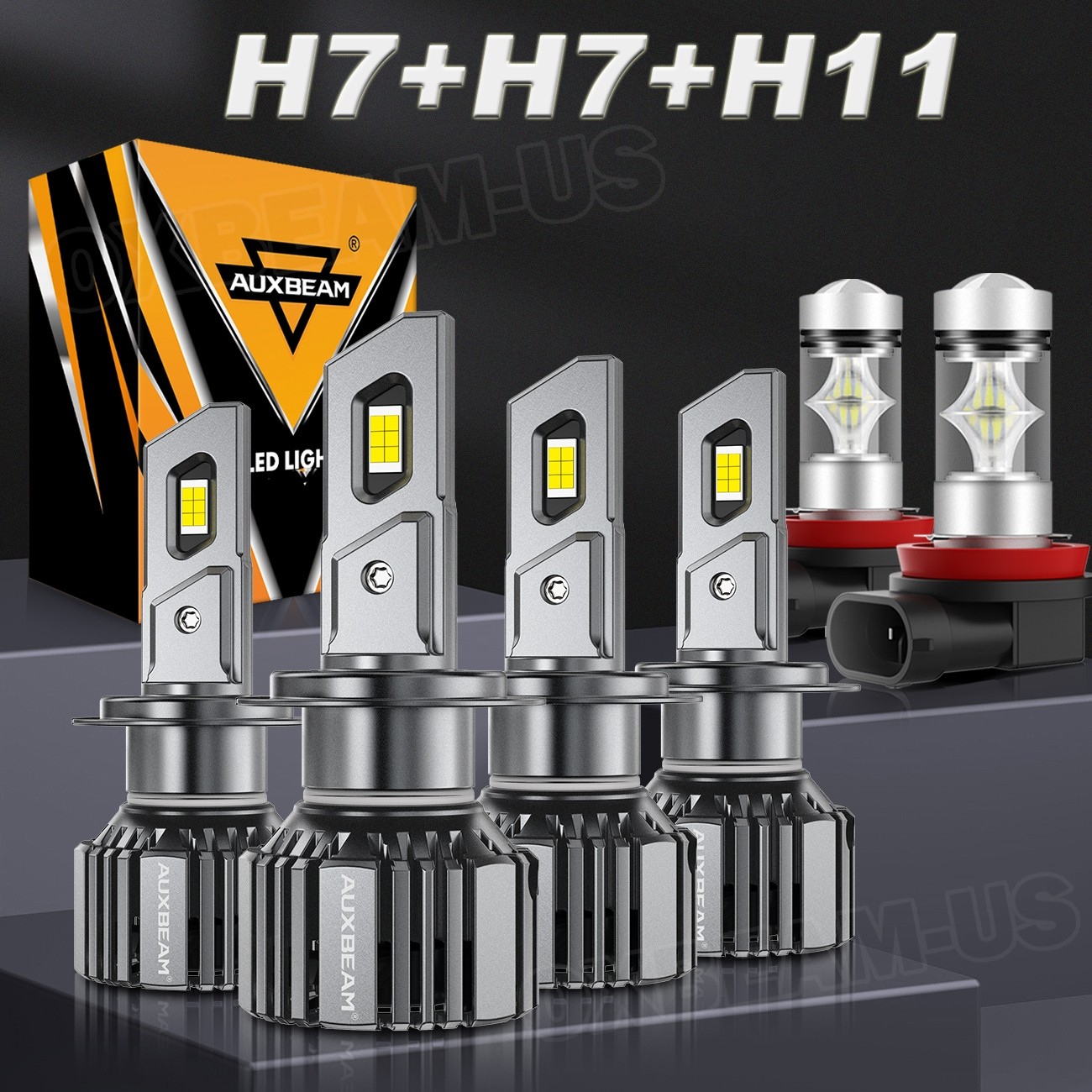 AUXBEAM F15 LED Headlights H7 High H7 Low Beam H11 Fog Light Super Bright White