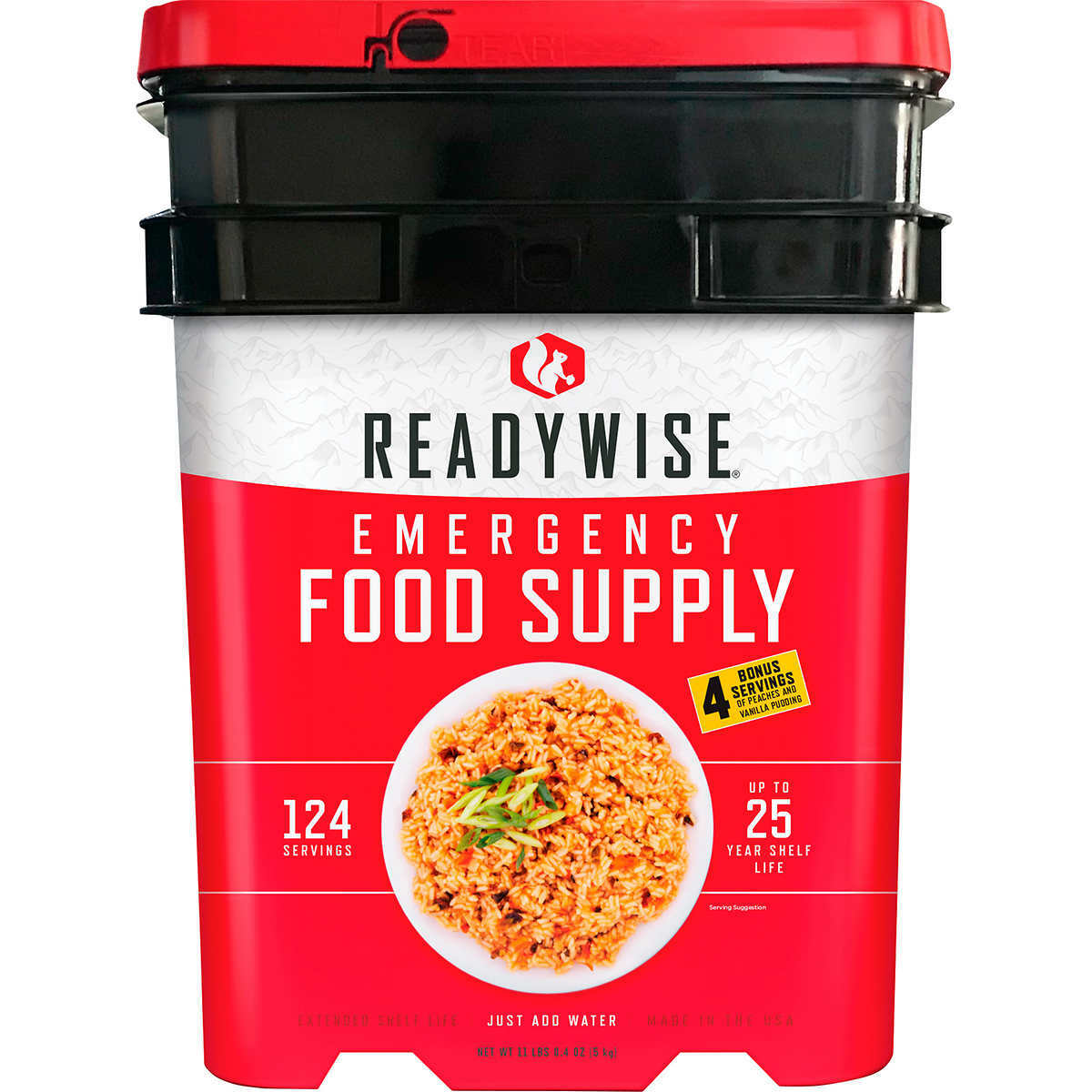 Readywise Emergency Food Supply, 124 servings + 4 Bonus servings, 10 lbs 15.1 oz Readywise Emergency Food Supply, 124 servings + 4 Bonus servings, 10 lbs 15.1 oz