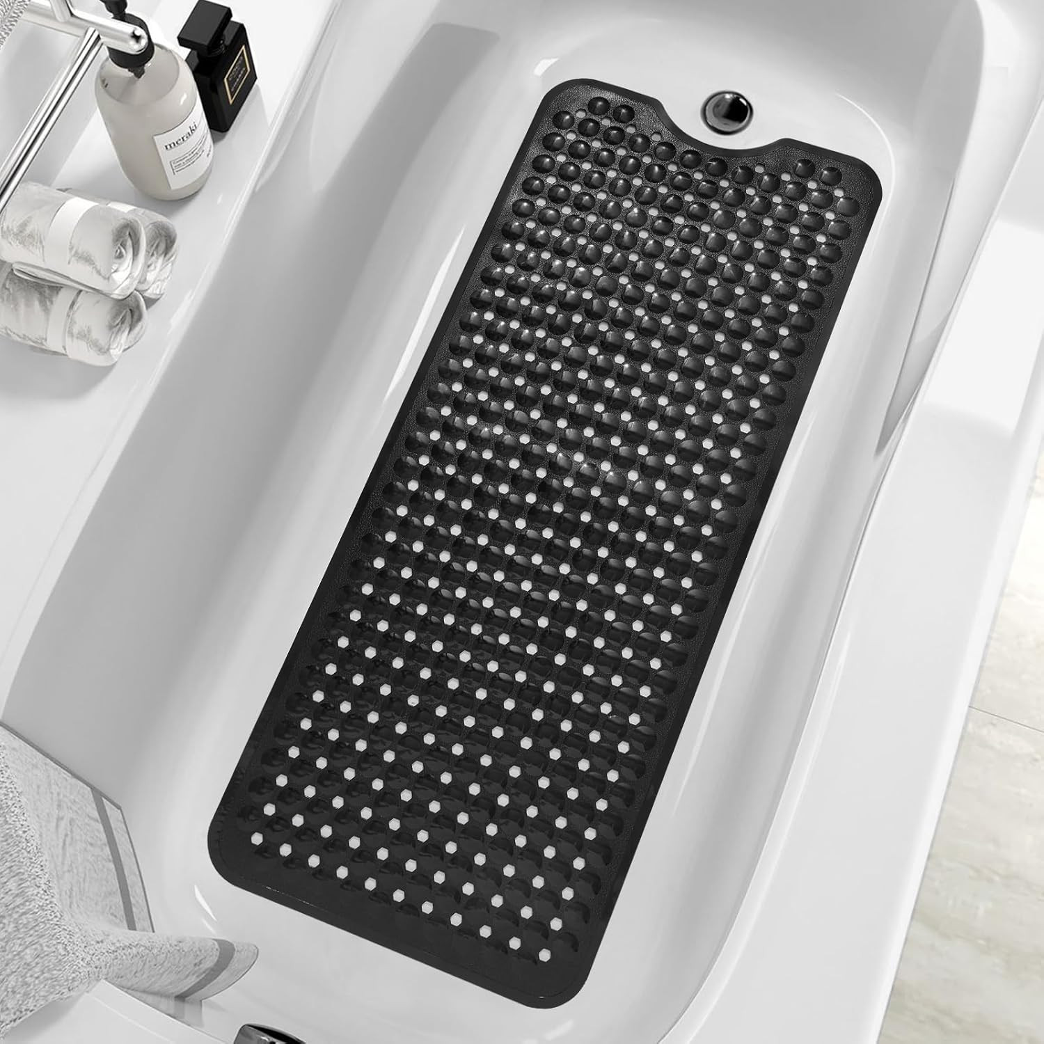 Extra Large Non Slip Bath Mat 39x16 Shower Tub Mat with Suction Cups