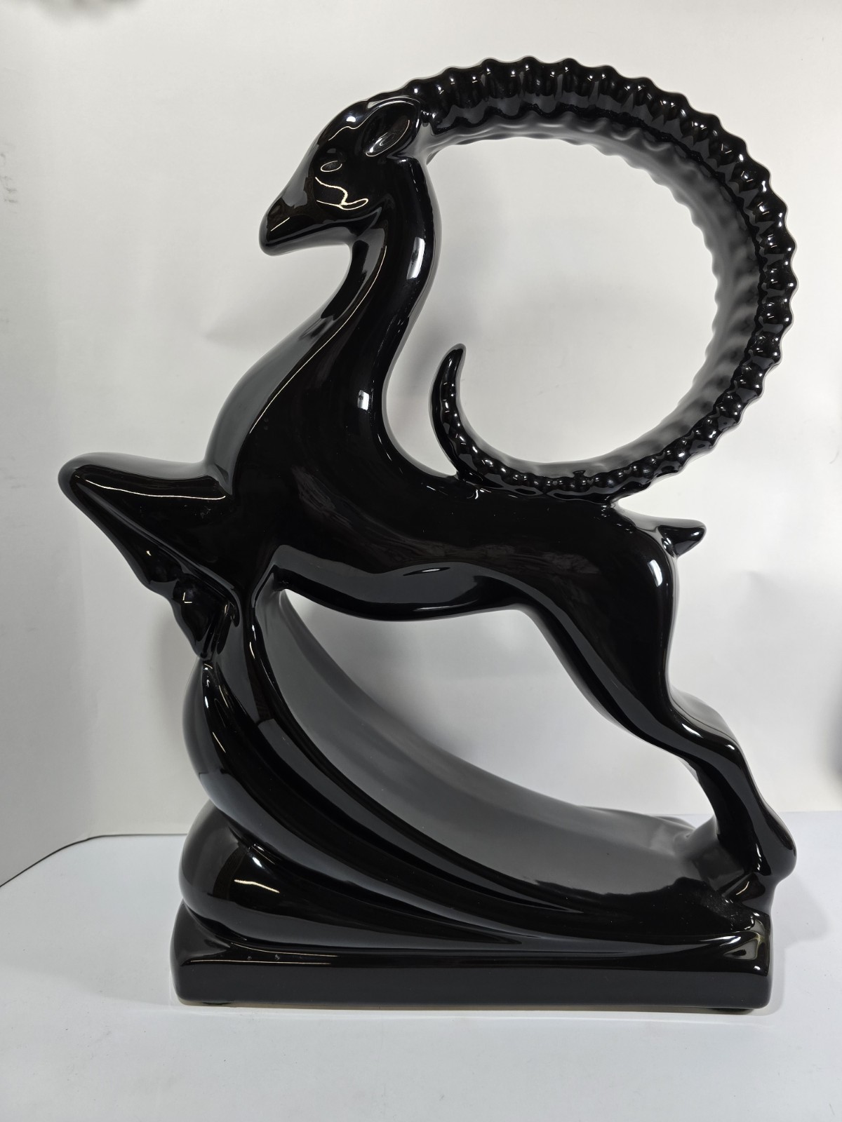 Vintage Haeger Black Ram Sculpture Art Deco Figurine 19\