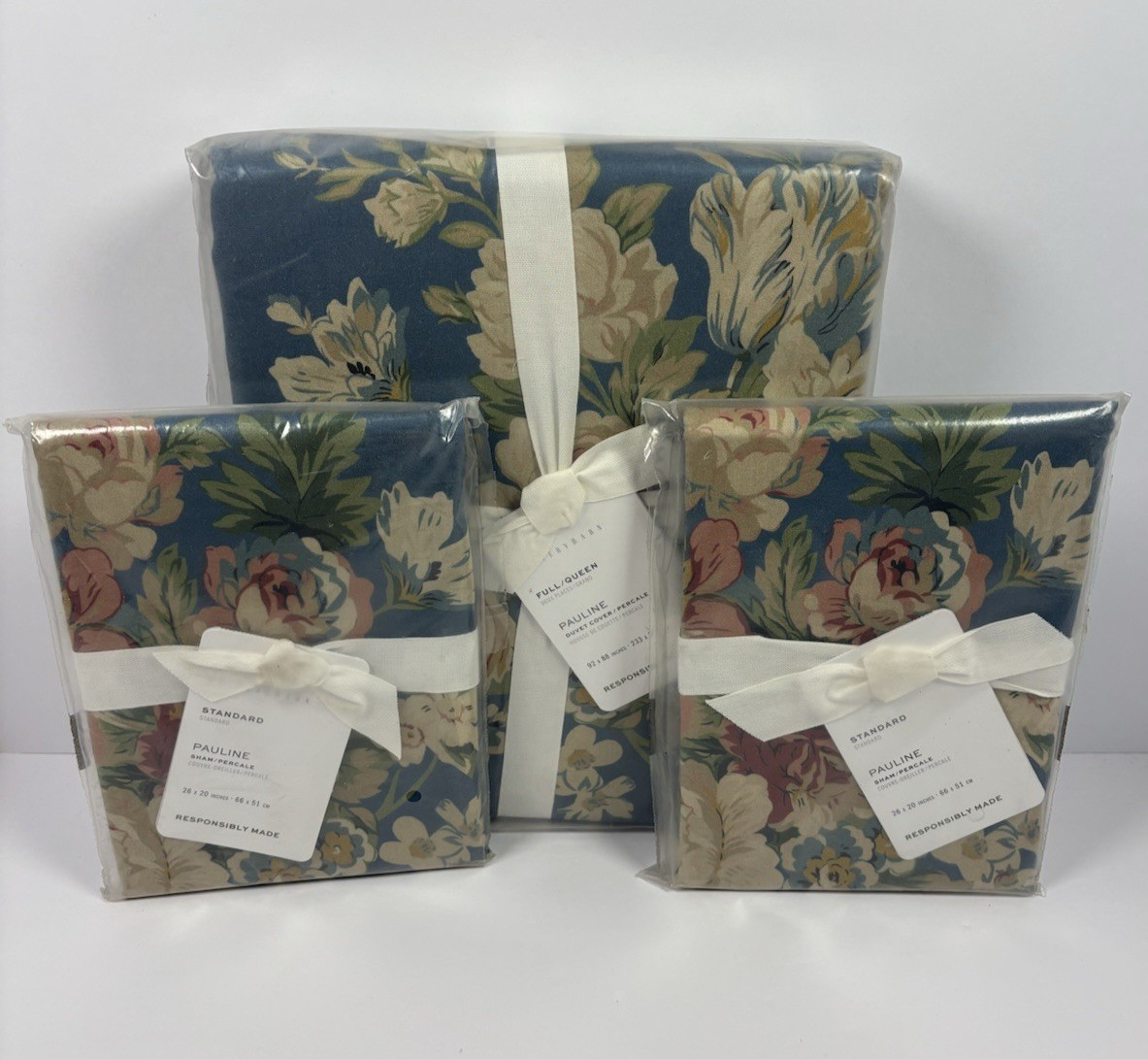 Pottery Barn Pauline Floral Full Queen Duvet Cover + Standard Shams Set Pottery Barn Pauline Floral Full Queen Duvet Cover + Standard Shams Set