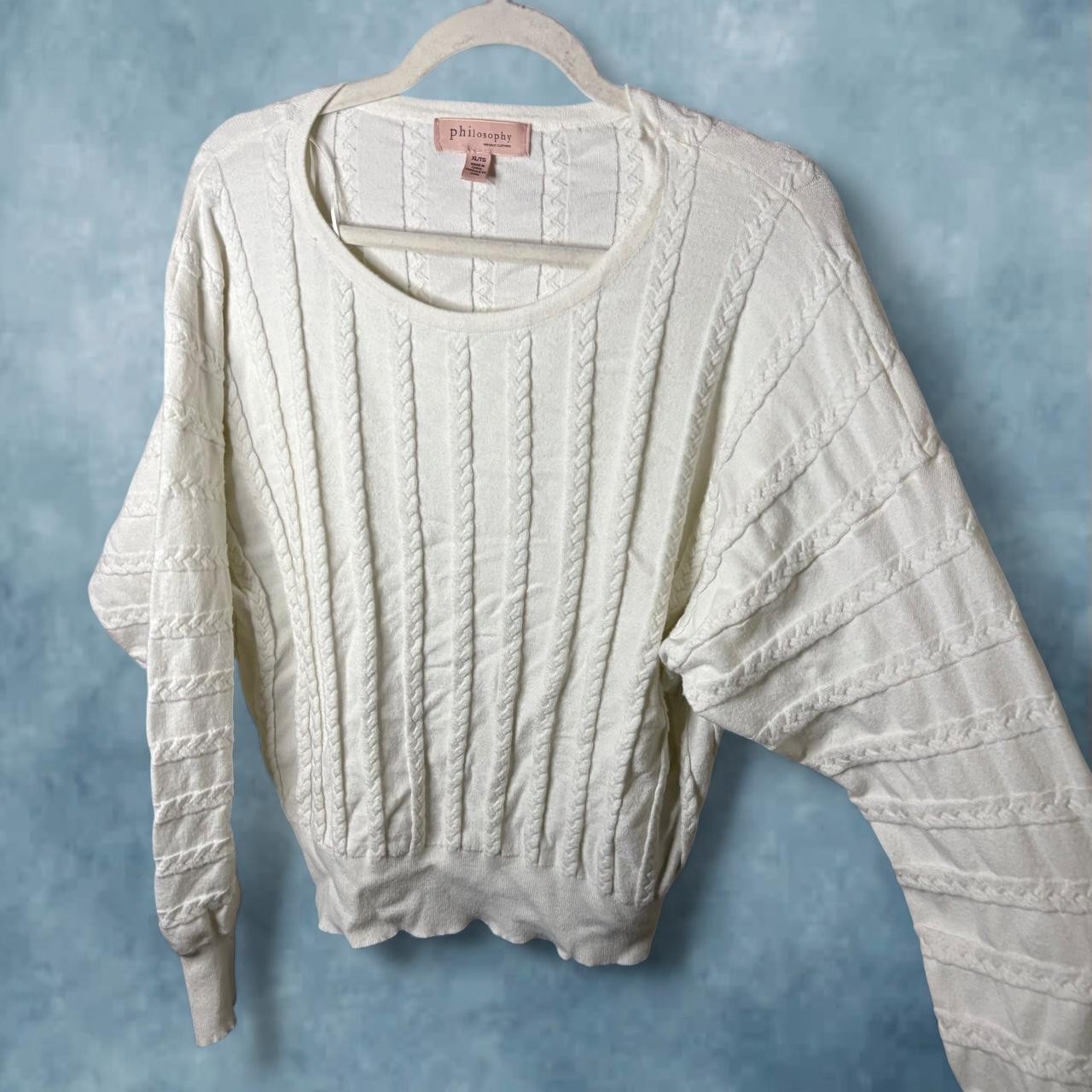 Philosophy White Textured Cable Knit Sweater Women’s XL Philosophy White Textured Cable Knit Sweater Women’s XL