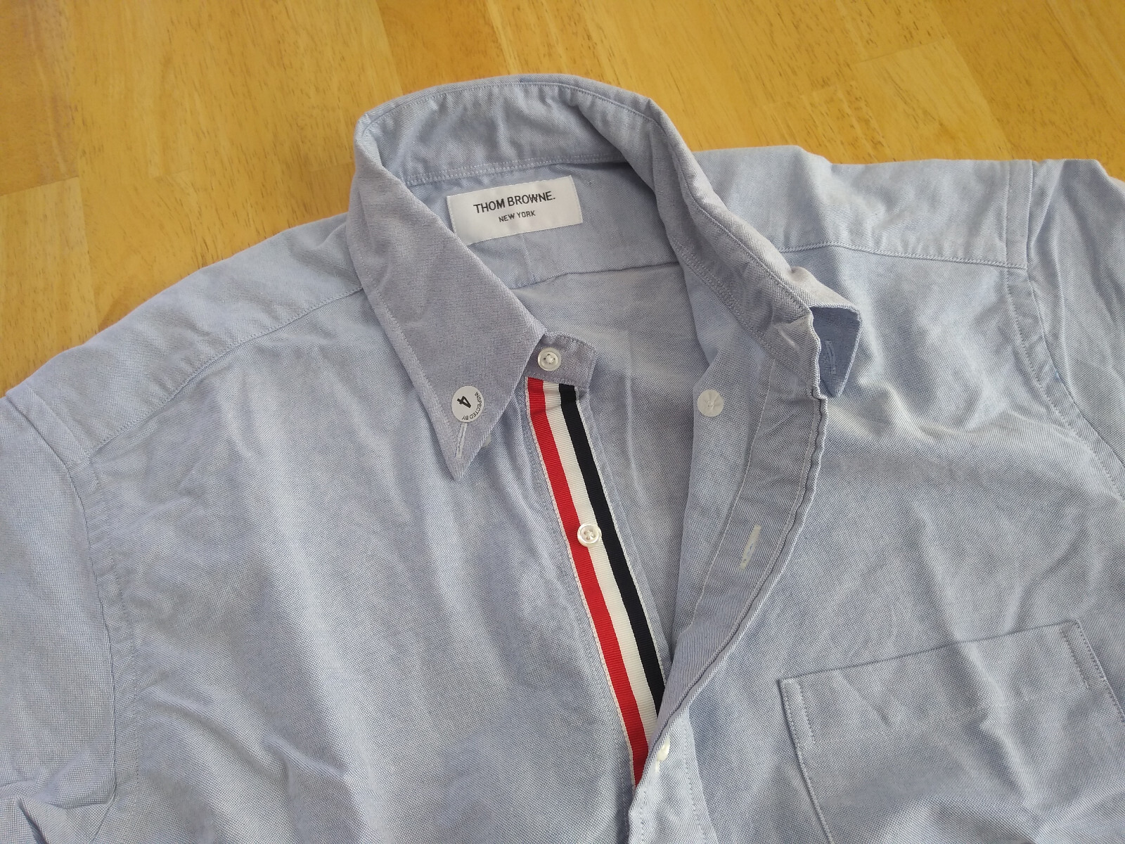 NWOT Thom Browne Blue Oxford Grosgrain Button Down TB4 16-35   MSRP $425