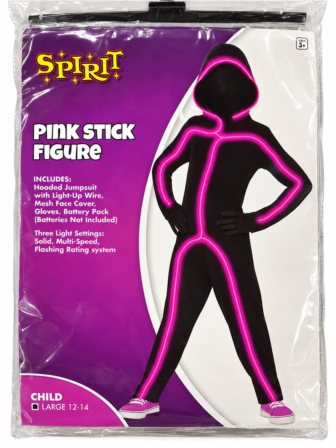 Spirit Halloween Pink Stick Figure Costume Child Large 12-14 NEW Sealed