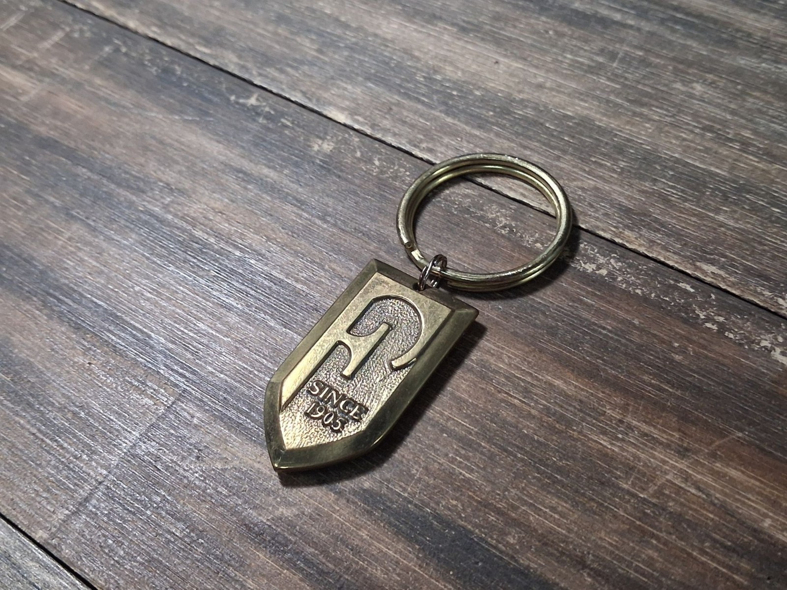 F Since 1905 Brass Keychain Bag Tag Vintage