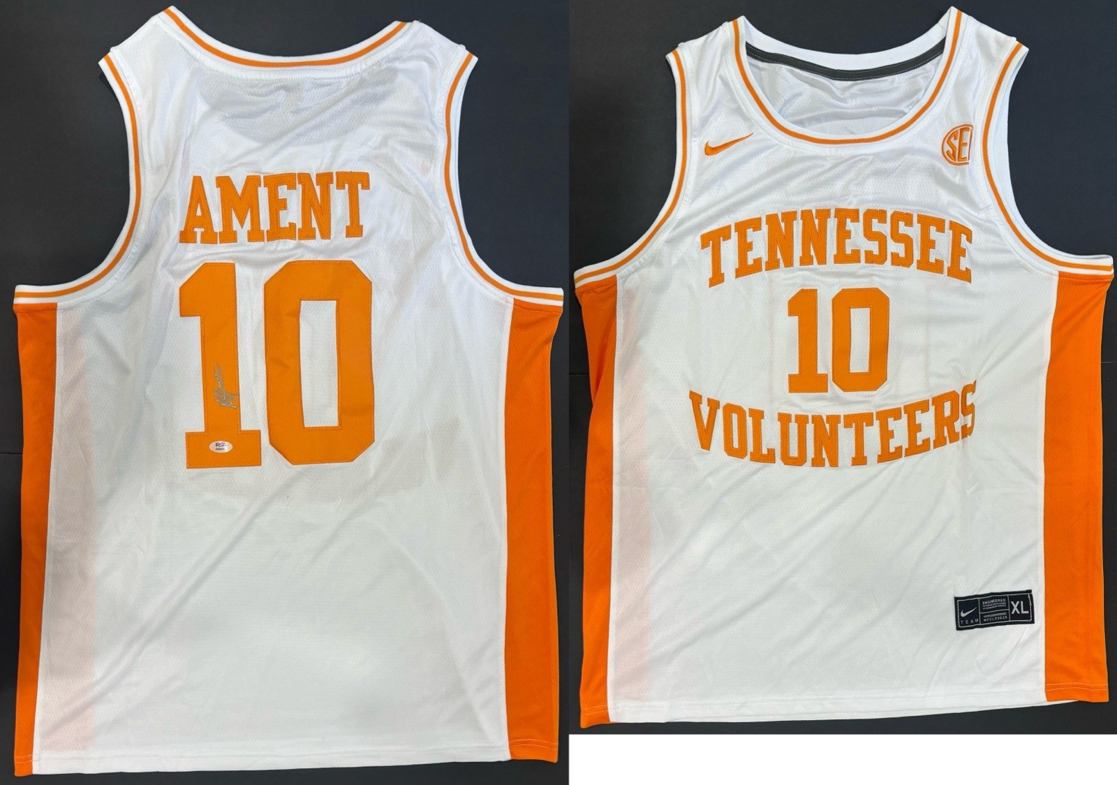 Nate Ament Autographed/Signed Tennessee Volunteers White Jersey Auto PSA Bucks