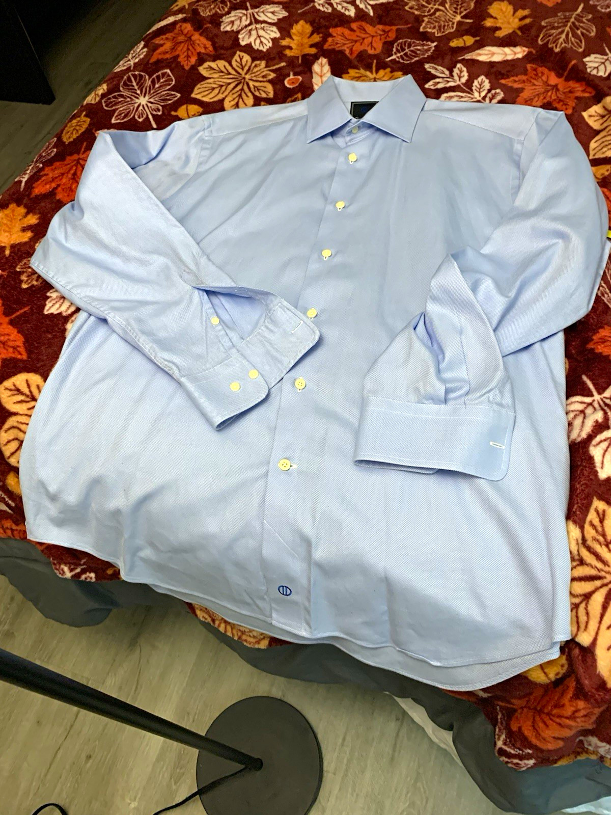 David Donahue Men’s Dress Shirt 16 34/35 Light Blue 100% Cotton Textured