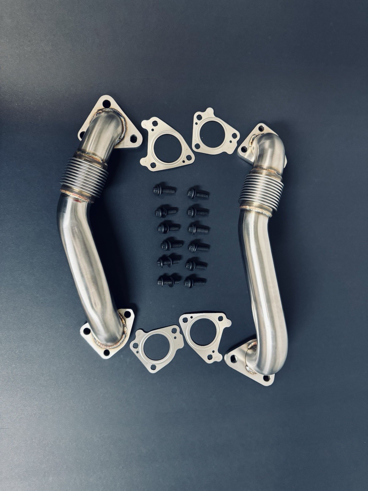 Heavy-Duty Upgraded 304SS Up Pipes W/ Gaskets for 6.6L 01-16 GMC Chevy Duramax