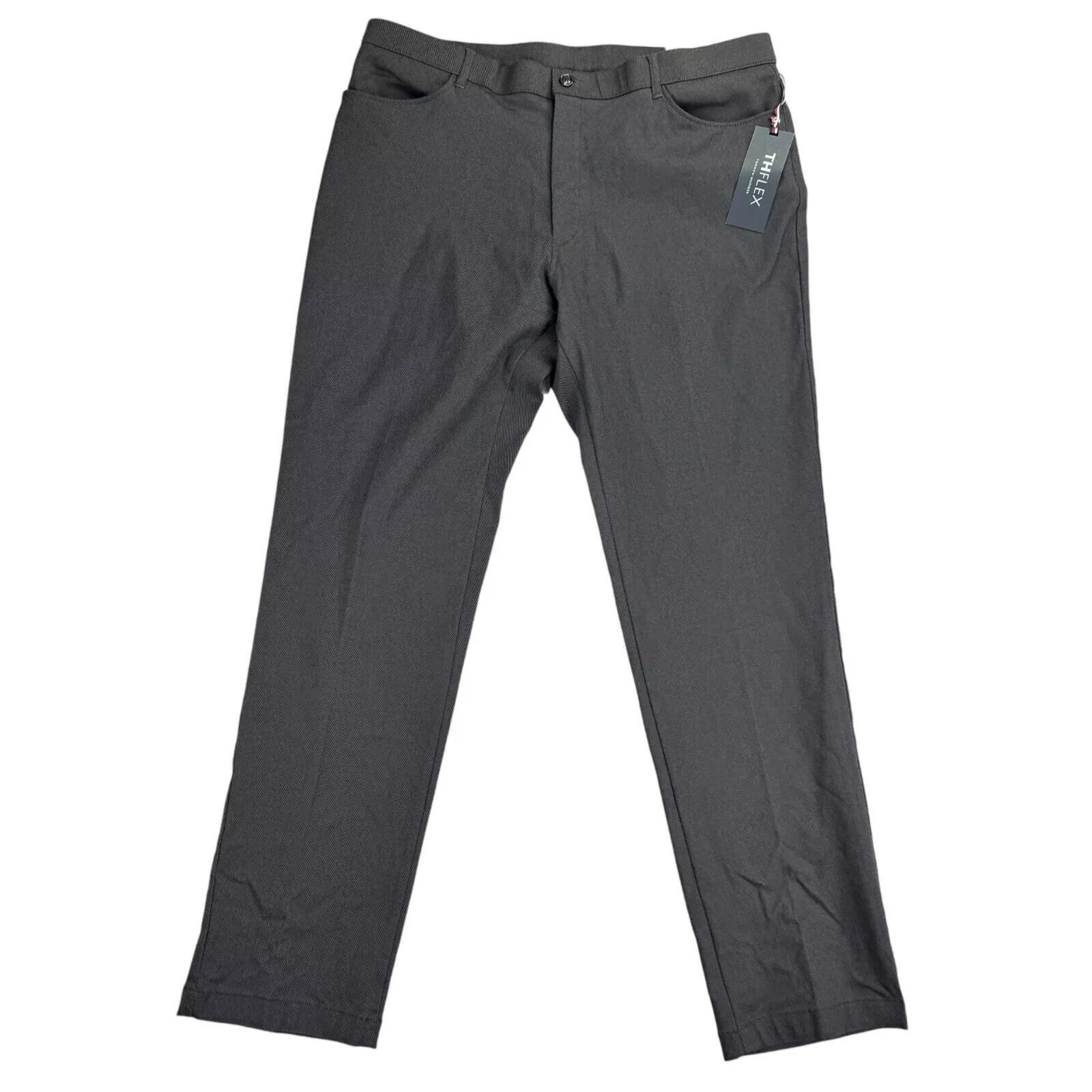 Tommy Hilfiger Mens TH Flex Finn Modern Fit Twill Pants Charcoal Gray 36x32 Tommy Hilfiger Mens TH Flex Finn Modern Fit Twill Pants Charcoal Gray 36x32