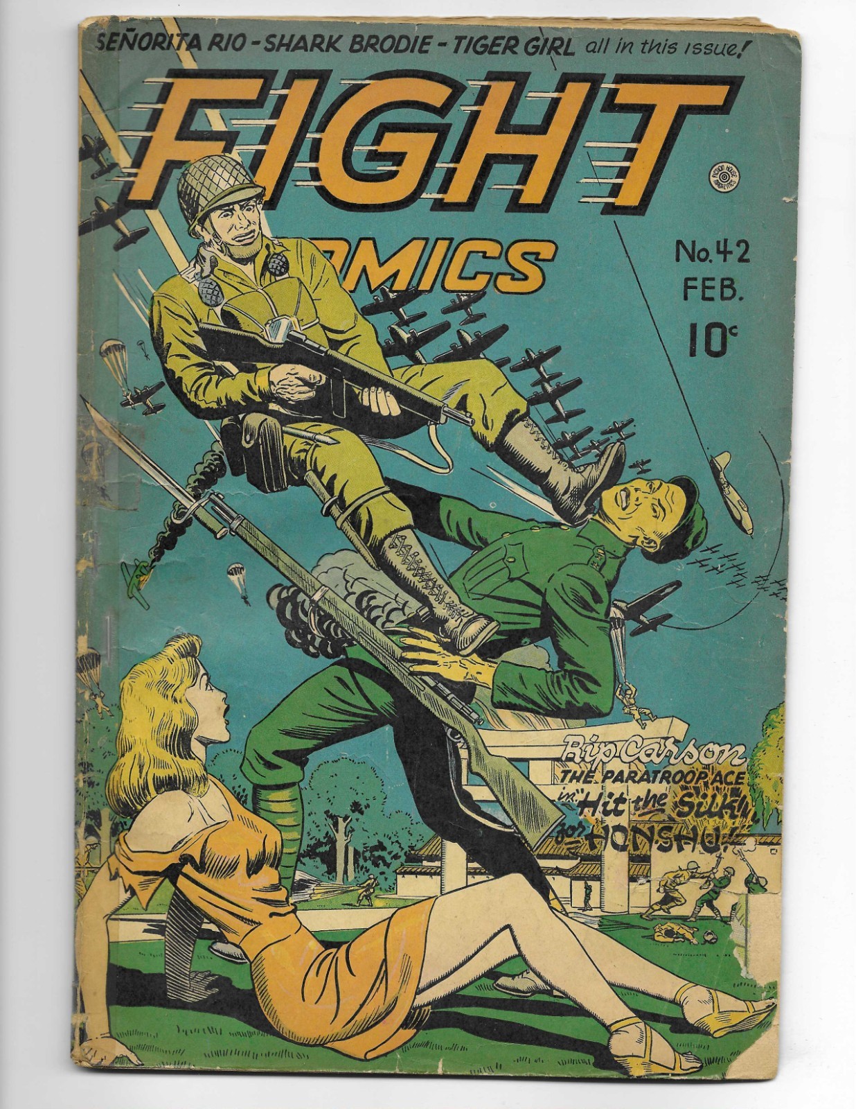 Fight Comics 42 1946 Fiction House G+ 2.5 Good Girl Cover Rip Carson