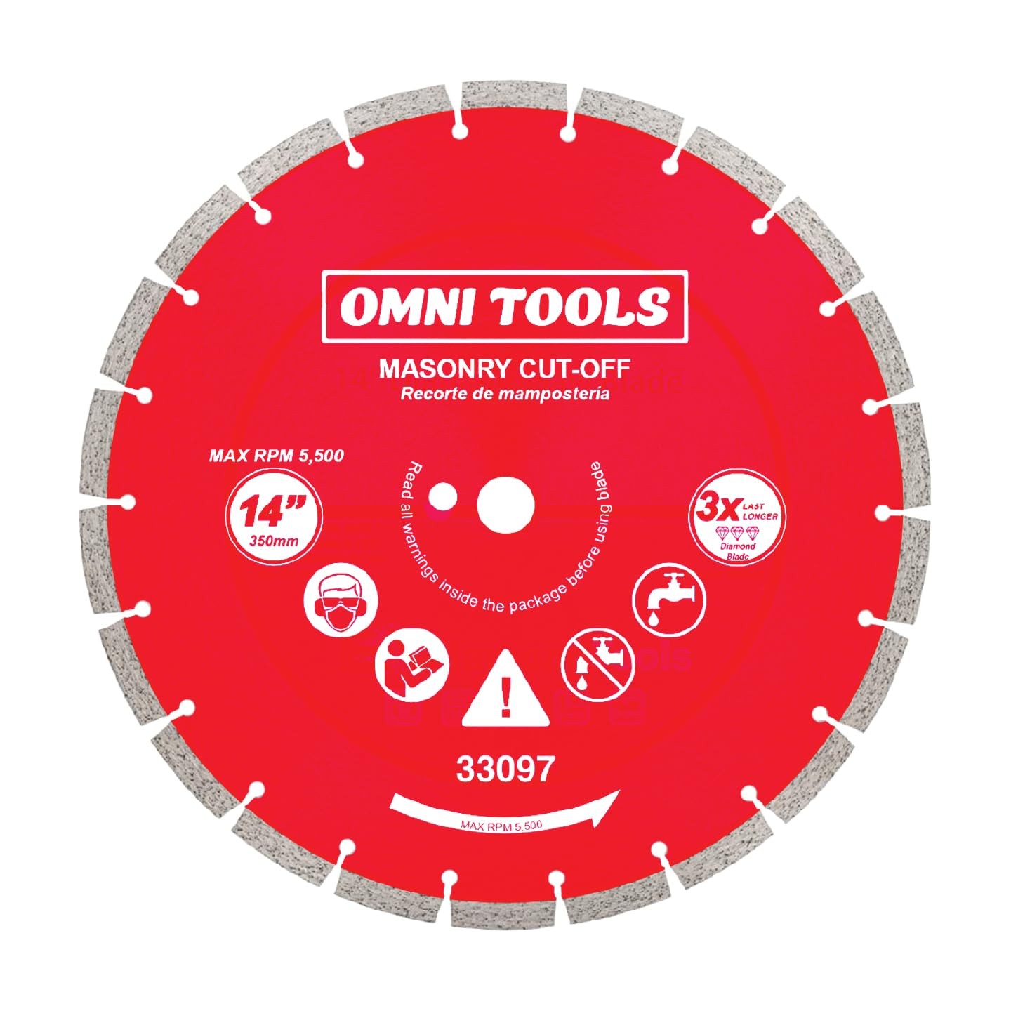 Omni Tools 14 Inch Diamond Saw Blade Concrete Cutting Blade for Masonry, Brick