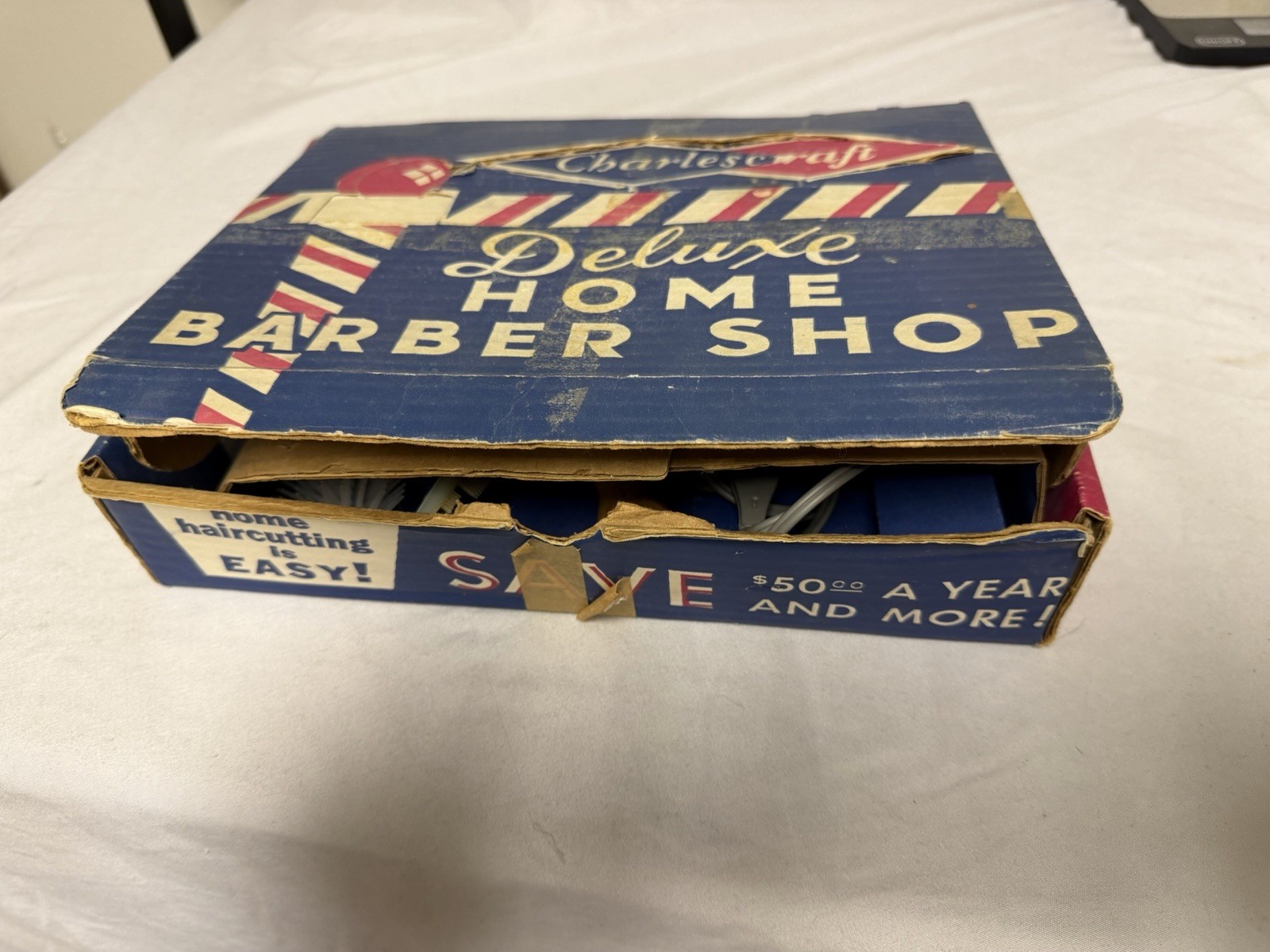 Vtg 50’s Charlescraft Deluxe Home Barber Shop Kit w/Orig. Box/accessories Works