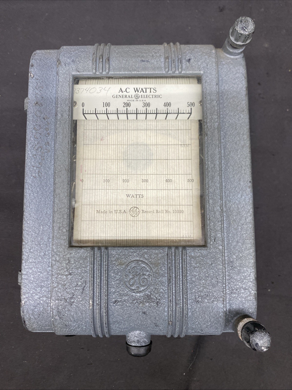 General Electric A-C Recording Watt Meter Type Cf-1 With Paper Good Shape As Is