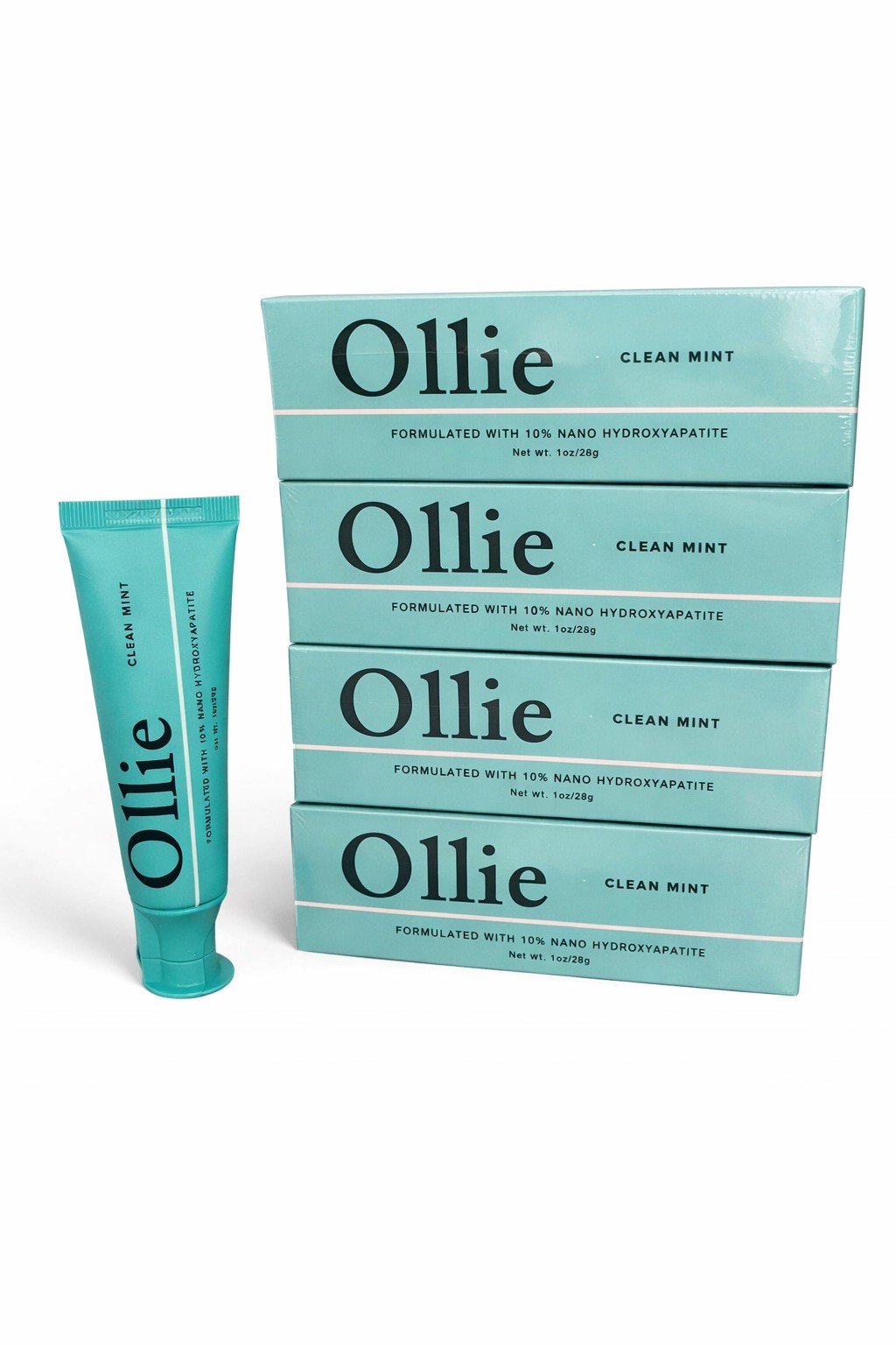 Ollie 10% nano HYDROXYAPATITE Clean Mint  toothpaste 1 oz tubes 4-pack