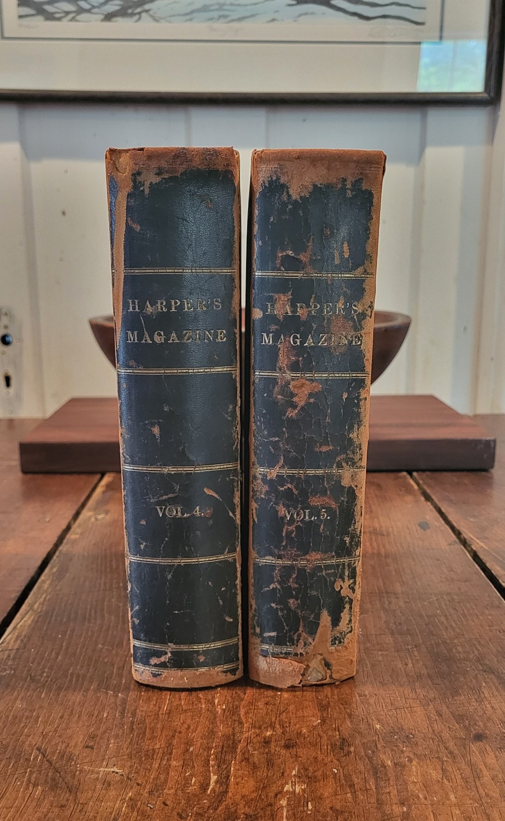 Antique Harper\'s New Monthly Magazine: 1851-1852 Volumes 4 & 5  (Lot of 2 Books)