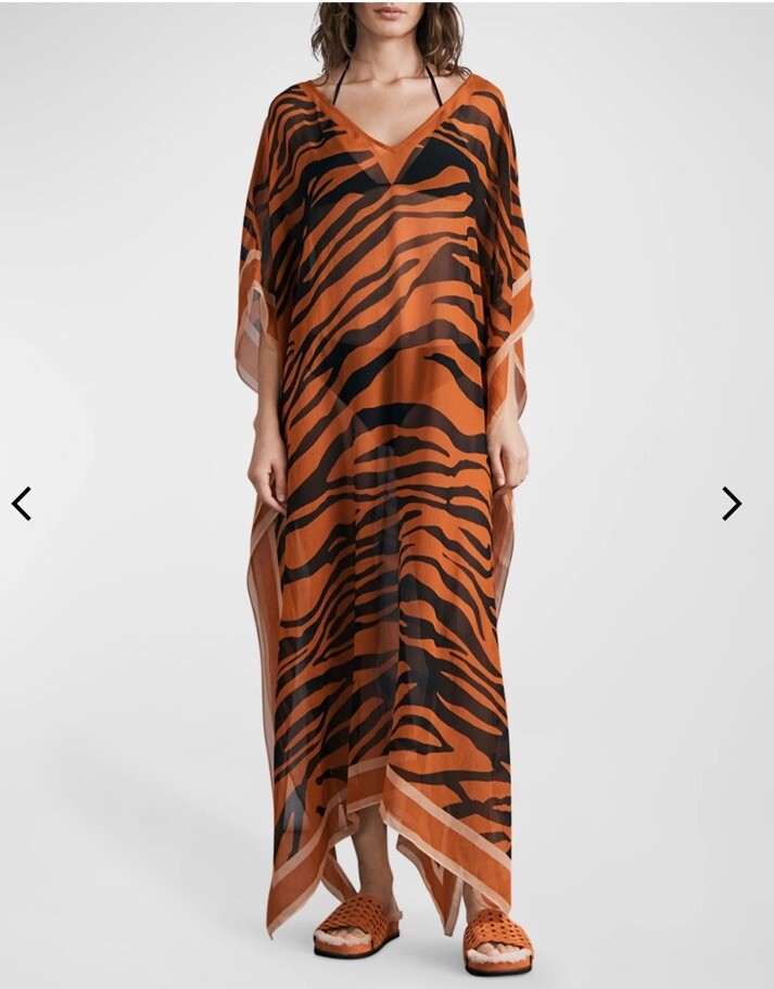 NWT Rag & Bone Kaia Silk-Blend Kaftan Orange Tiger One Size $325 NWT Rag & Bone Kaia Silk-Blend Kaftan Orange Tiger One Size $325