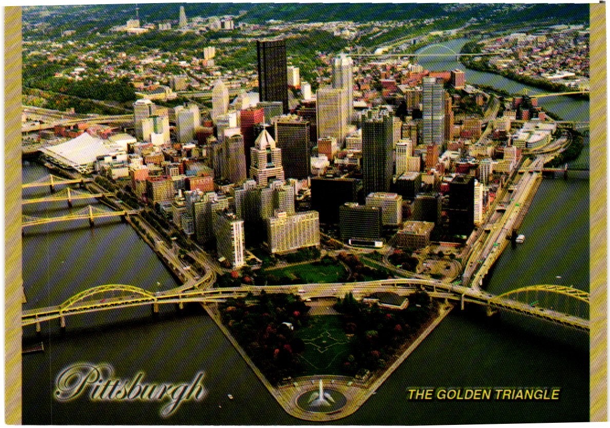 Postcard - Aerial view of downtown Pittsburgh, Pennsylvania.