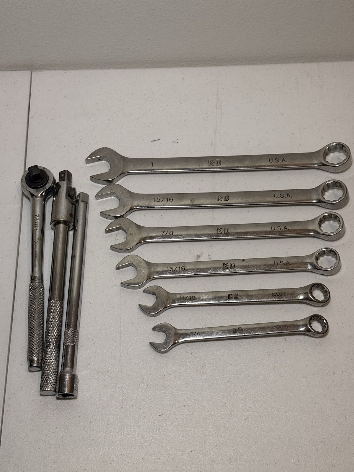 Vintage K-D Tools USA SAE Combination Wrench Ratchet Extension Tool Lot 9pc Vintage K-D Tools USA SAE Combination Wrench Ratchet Extension Tool Lot 9pc