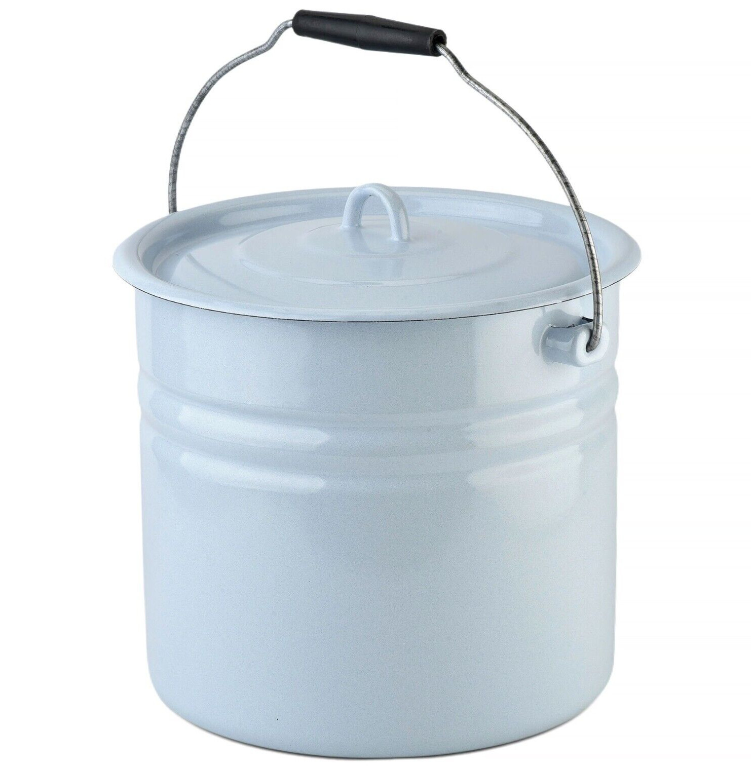 Novomoskovsk Enamel Bucket with Lid Pickle Pail Vintage Style Bucket 3 Gallon