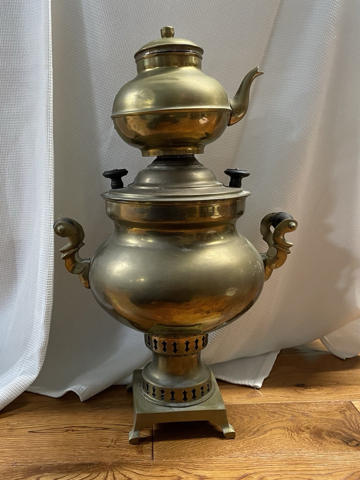 Vintage Turkish Brass Samovar Water Boiler with Pot and Lid Vintage Turkish Brass Samovar Water Boiler with Pot and Lid