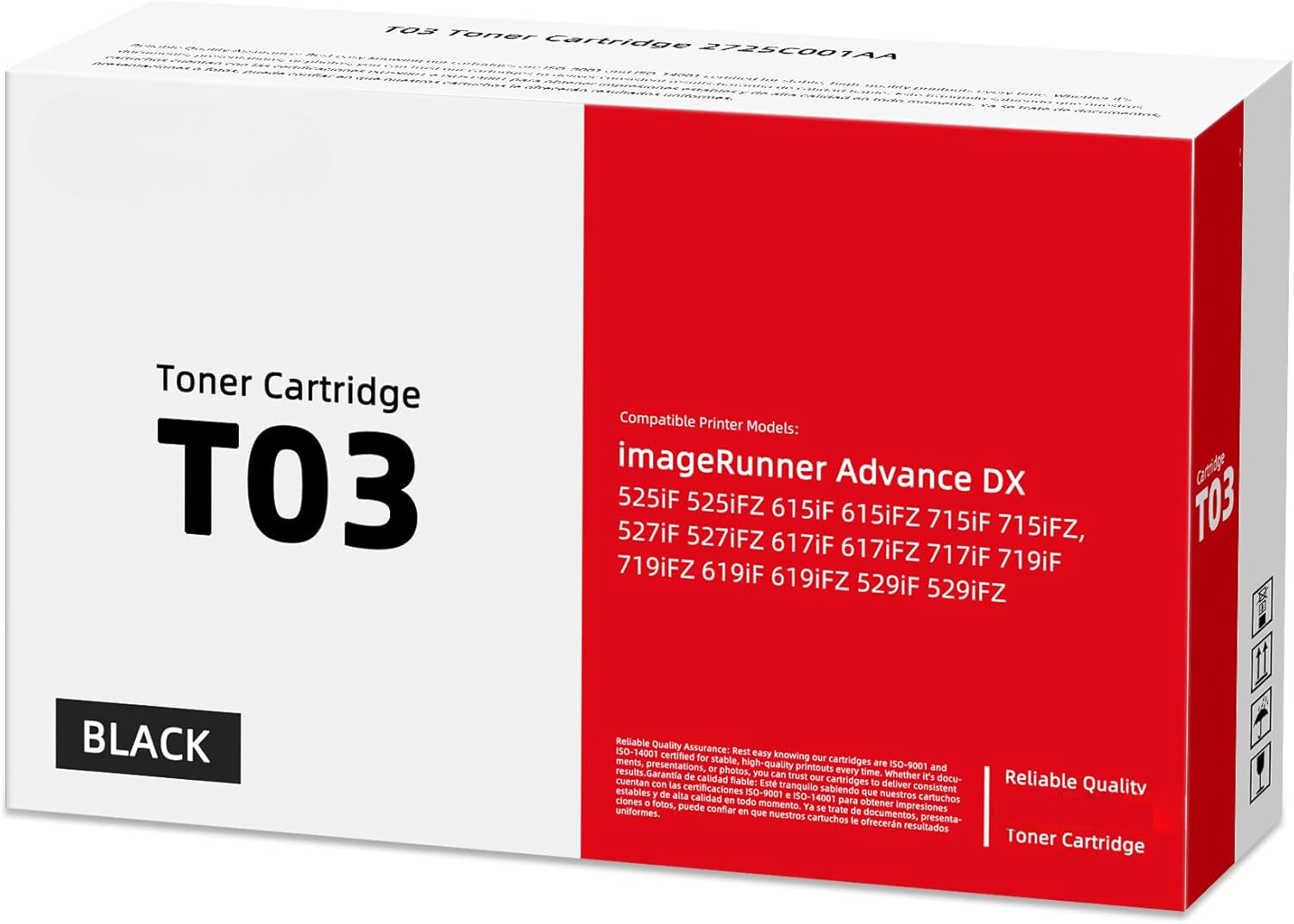 1PK T03 Black Toner Cartridge Works for ImageRunner Advance 525iF 615iF 715iF