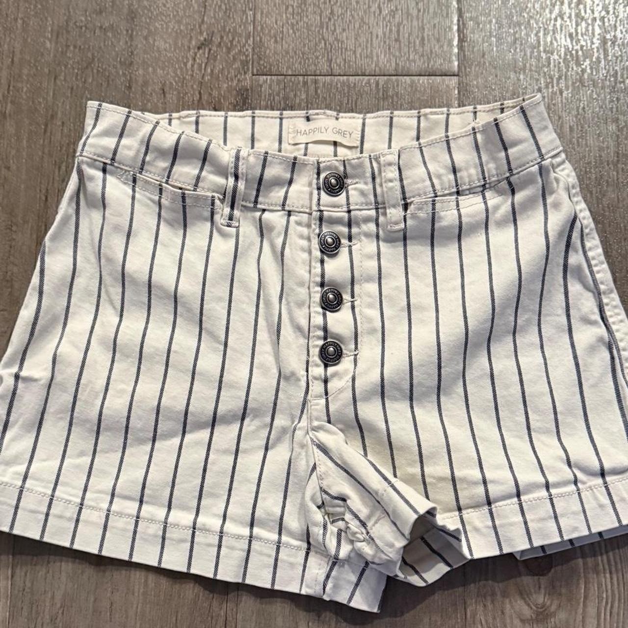 Vintage y2k 2000s Happily Grey white and blue striped shorts Size 5