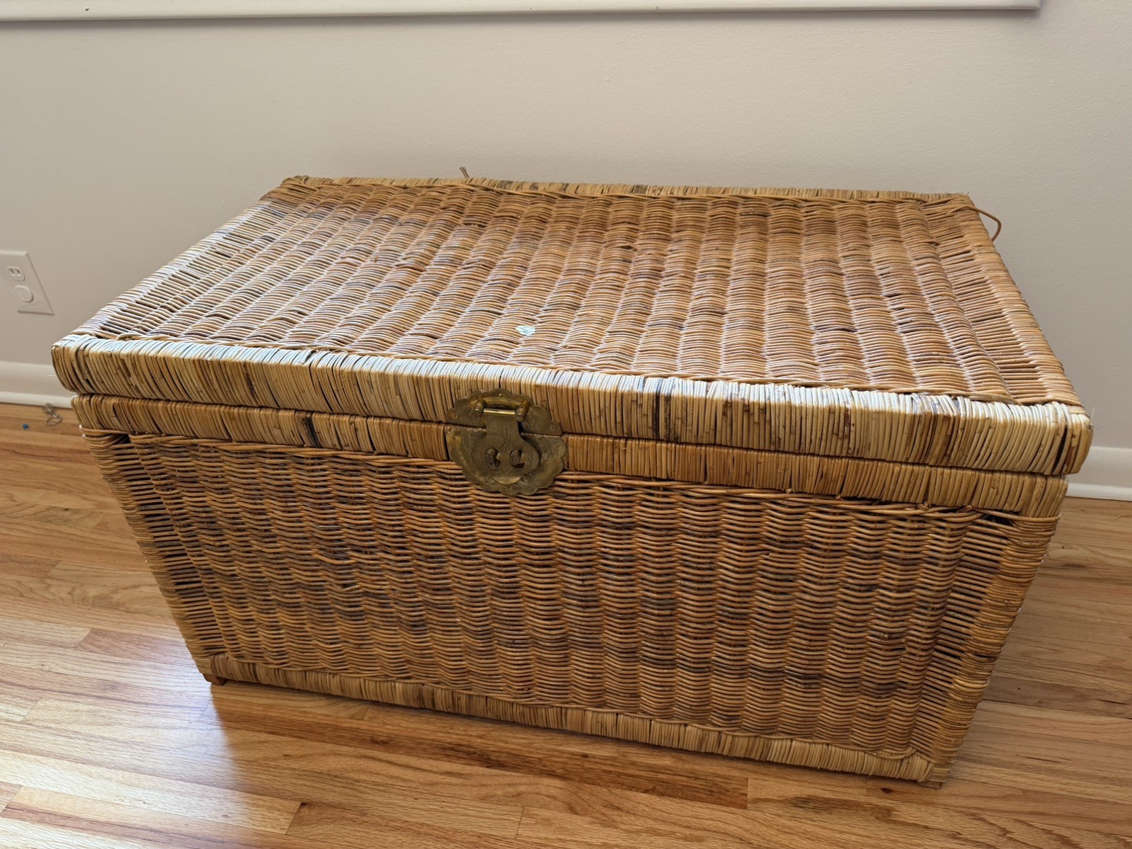 Vintage Chinoiserie Wicker Storage / Blanket Trunk Chest - Pier One Imports