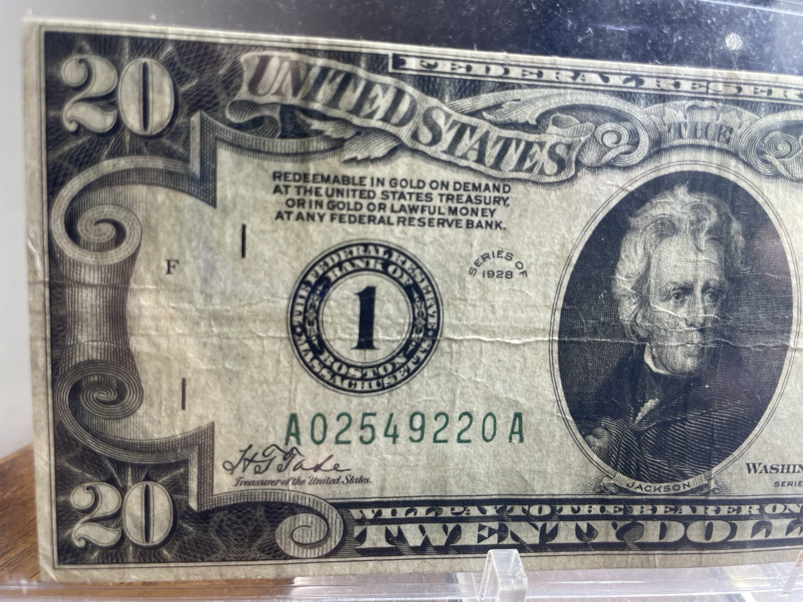 1928 $20 Dollar Bill ((VERY FINE)) ((BOSTON)) ((CIRCULATED))