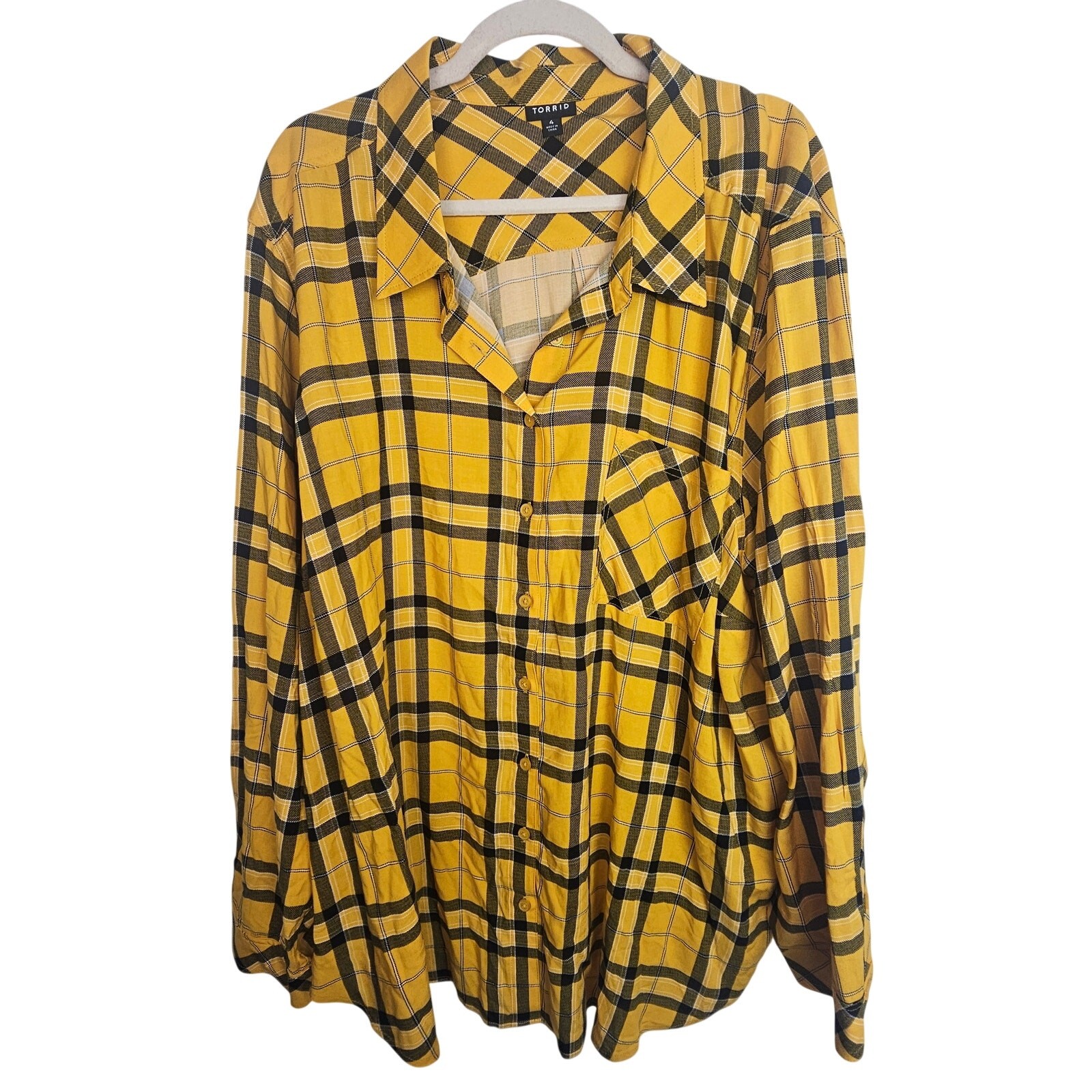Torrid Womens Plaid Button Shirt Plus Size 4X Grunge Skater Punk Layering Drapey
