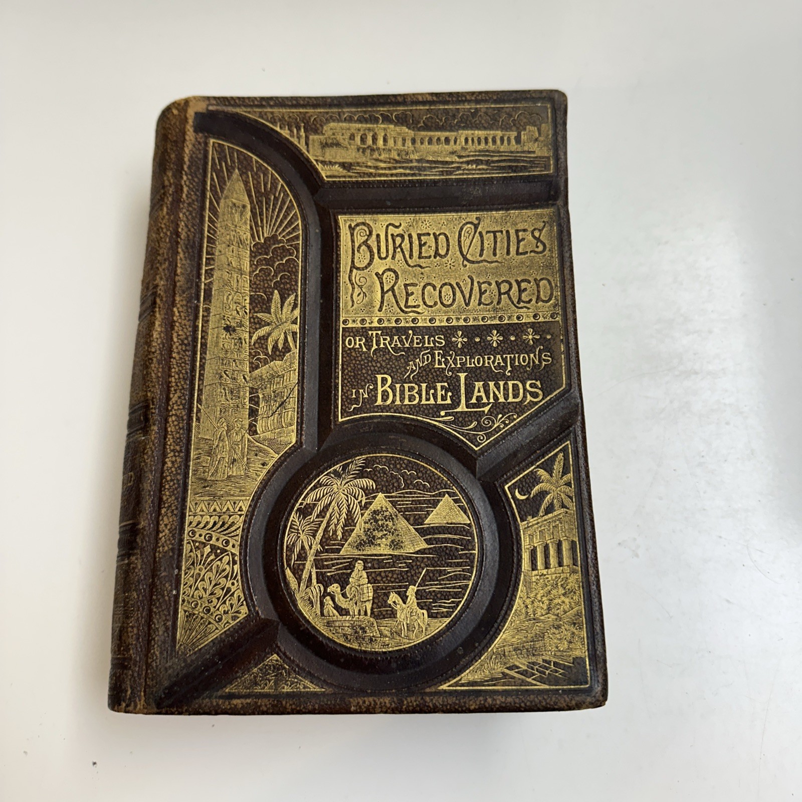 1884 BURIED CITIES RECOVERED Explorations Bible Lands ~Frank S DeHass LEATHER