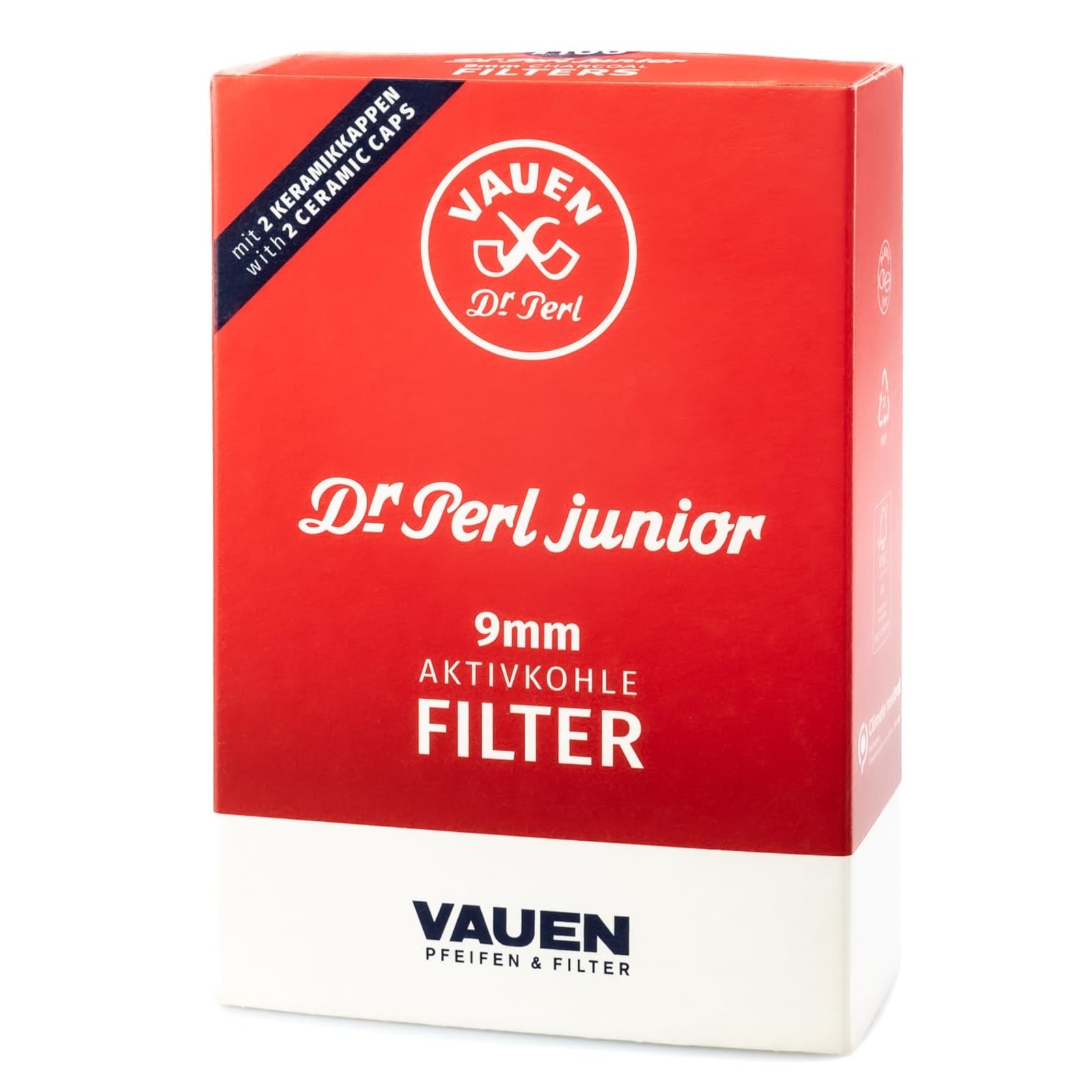 Vauen Dr. Perl Junior 9mm Activated Charcoal Pipe Filters 100 Pack Red Vauen Dr. Perl Junior 9mm Activated Charcoal Pipe Filters 100 Pack Red