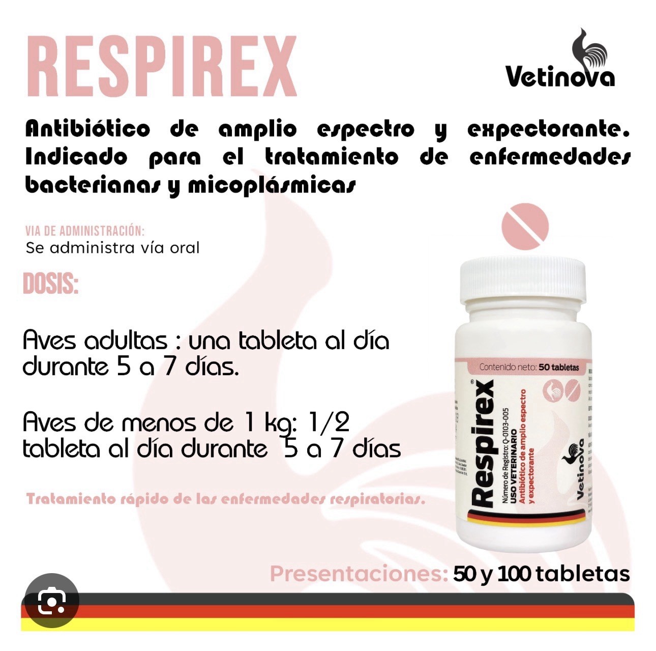 Respirex Vetinova 100 Tablets For Poultry Respiratory Problems Respirex Vetinova 100 Tablets For Poultry Respiratory Problems